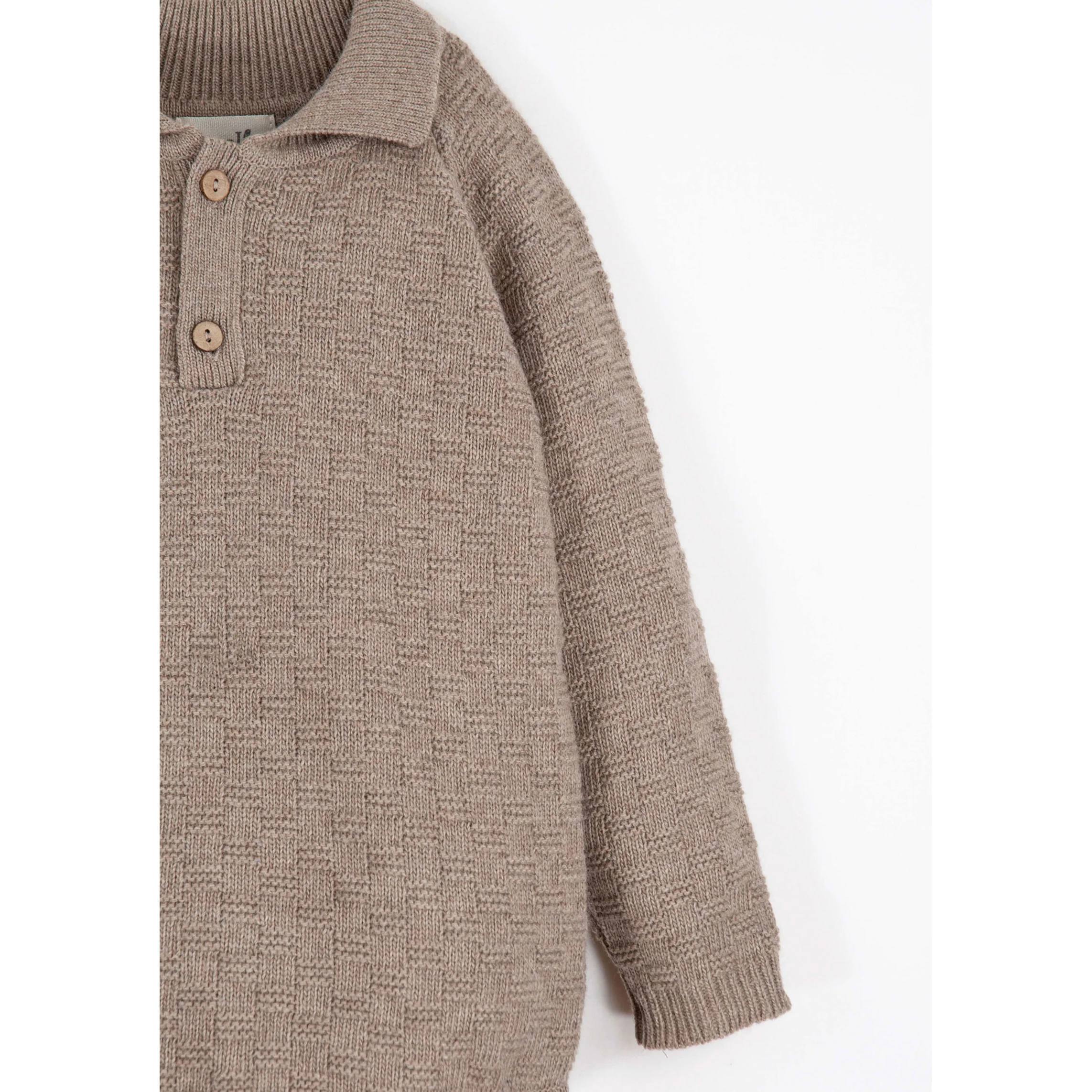 Popelin Camel Textured Knit Romper - Image 4