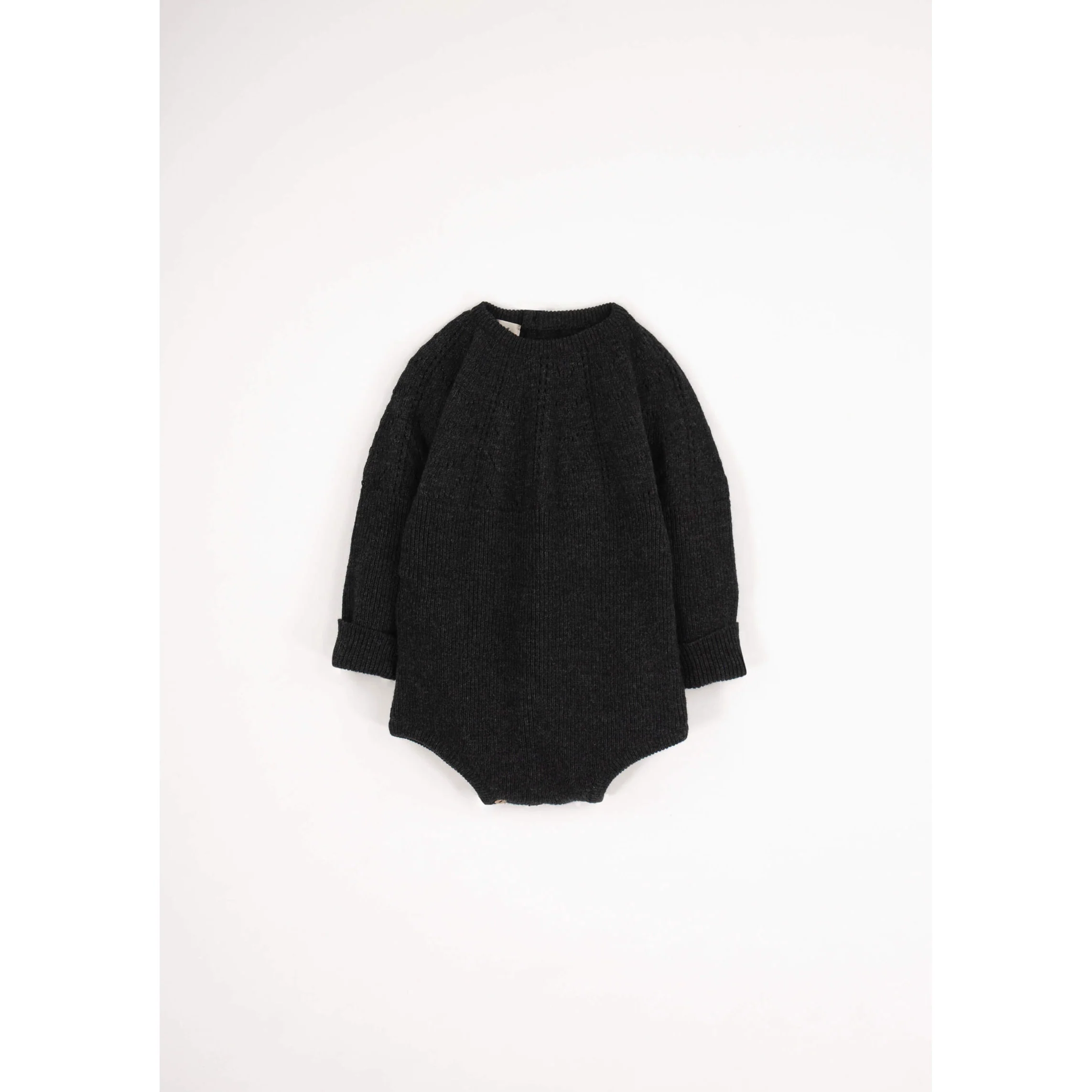 Popelin Dark Grey Openwork Knit Romper