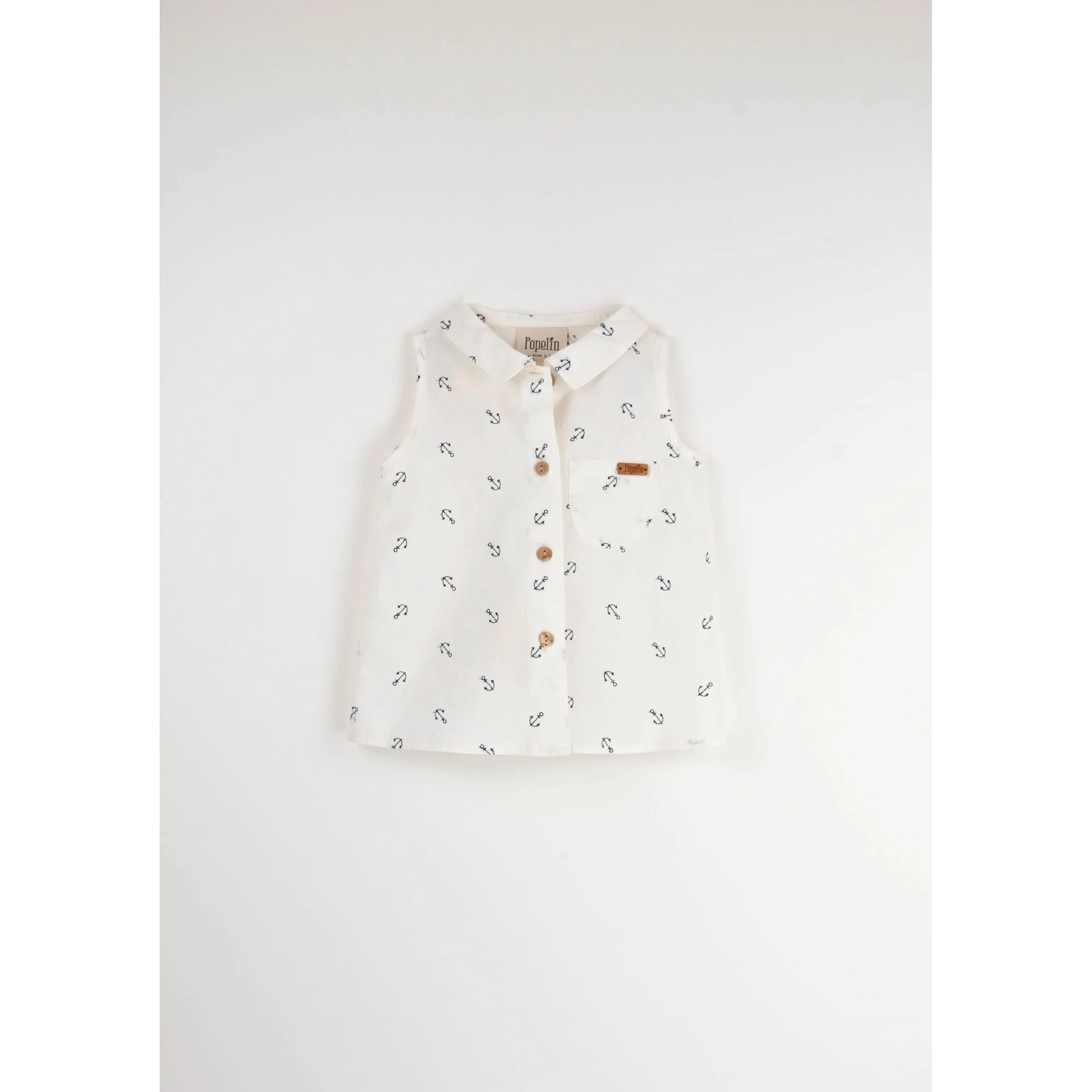 Popelin Embroidered Anchor Sleeveless Shirt