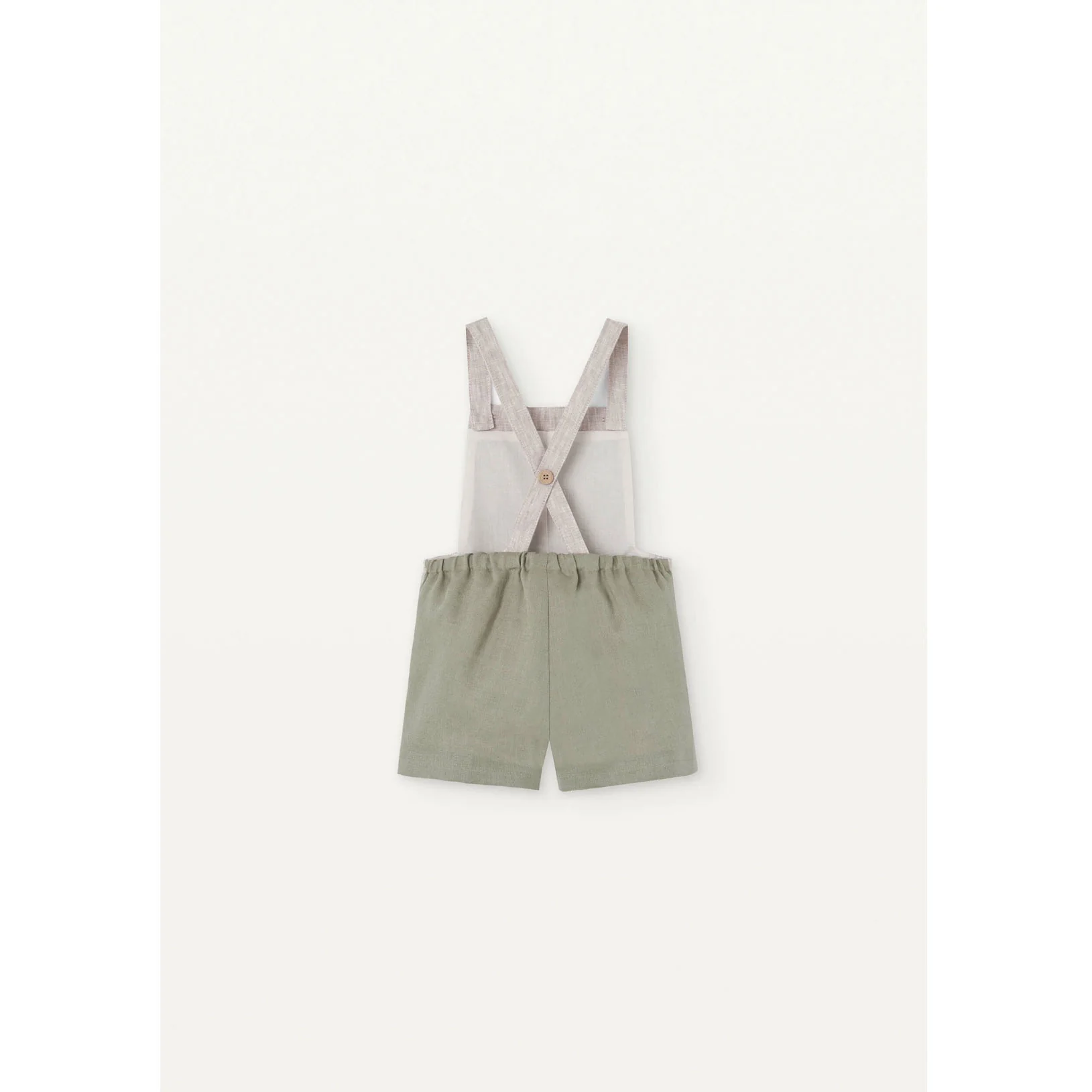 Popelin Green Linen Contrasting Dungarees - Image 3