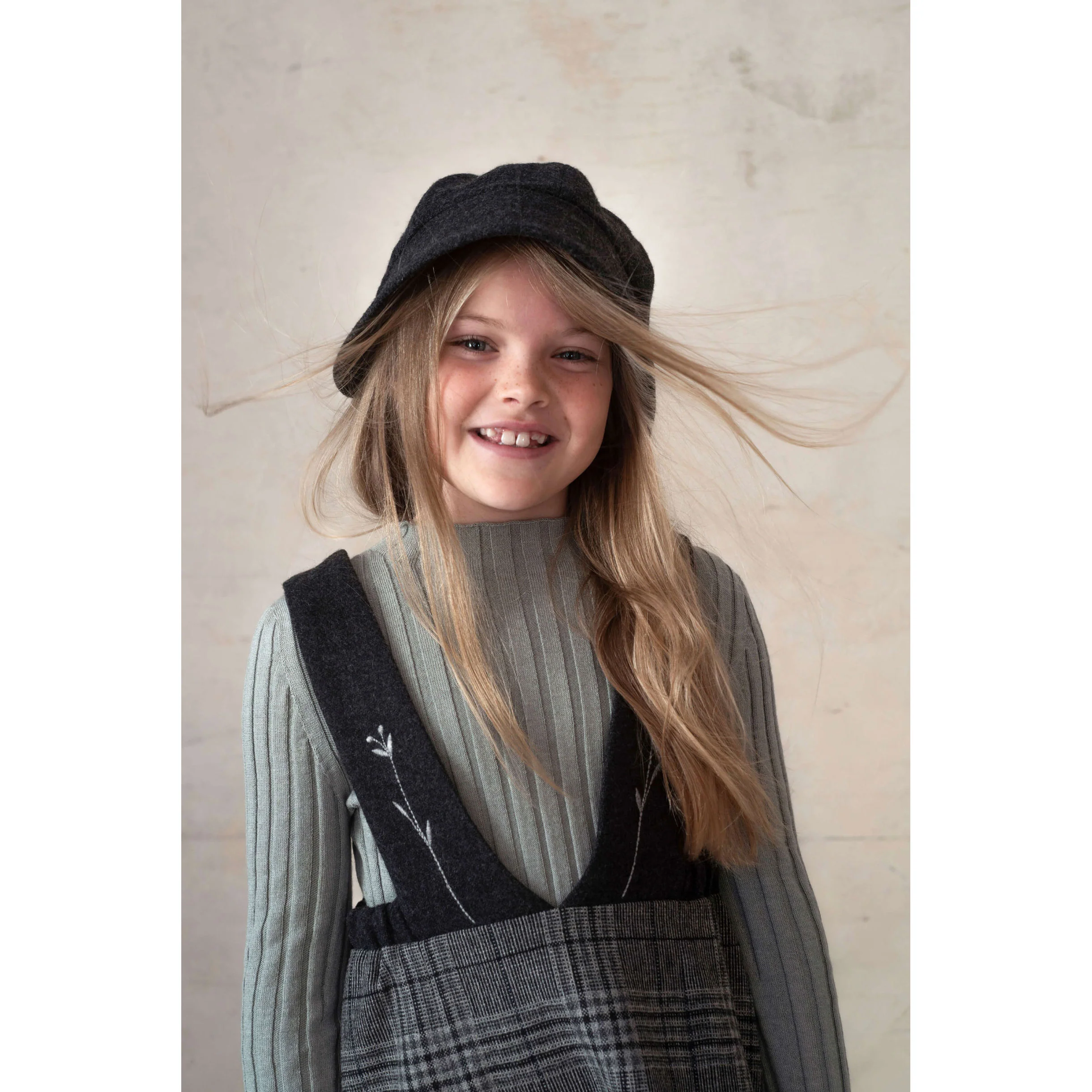 Popelin Grey Melange Funnel Collar Rib Pullover - Image 2