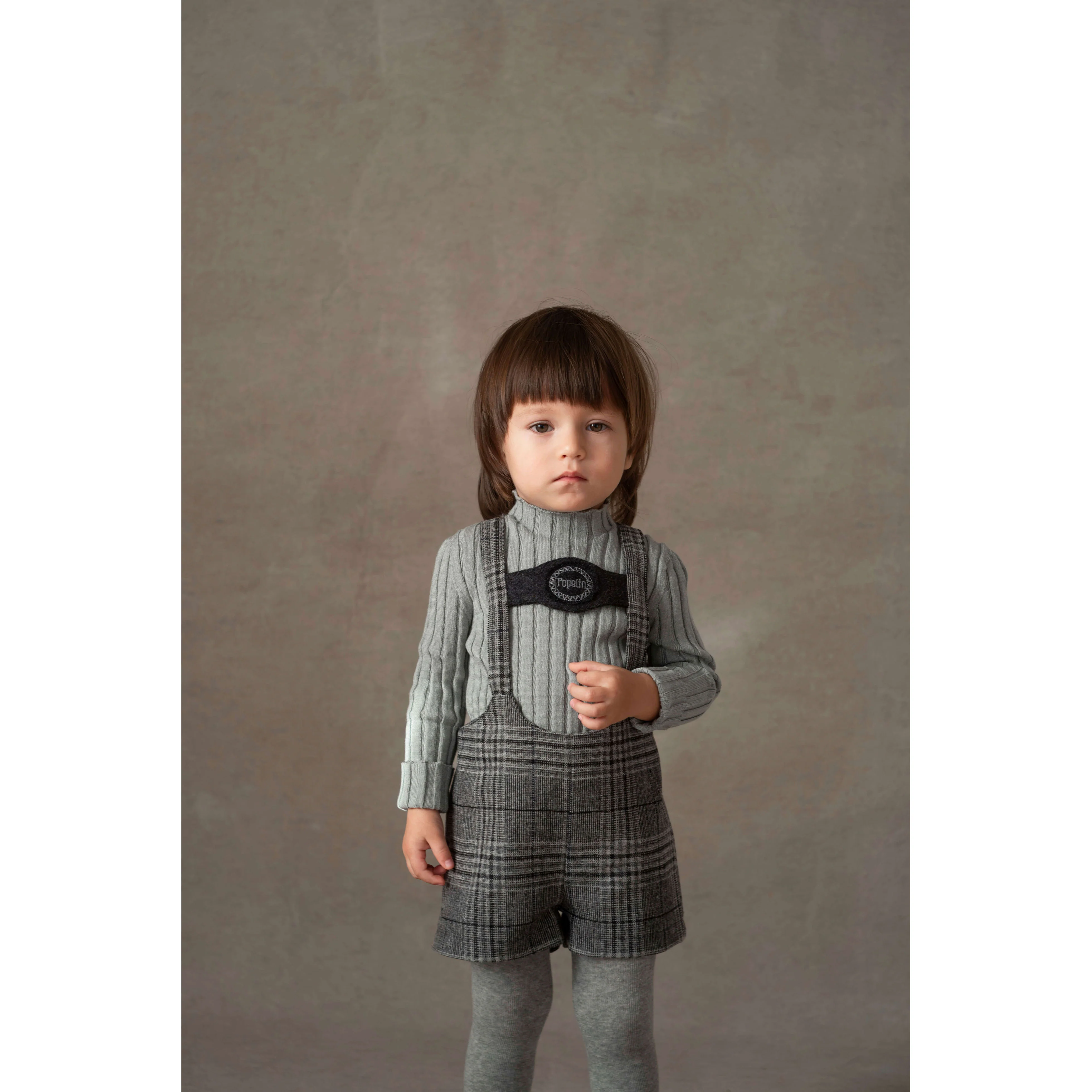 Popelin Grey Melange Funnel Collar Rib Pullover - Image 4