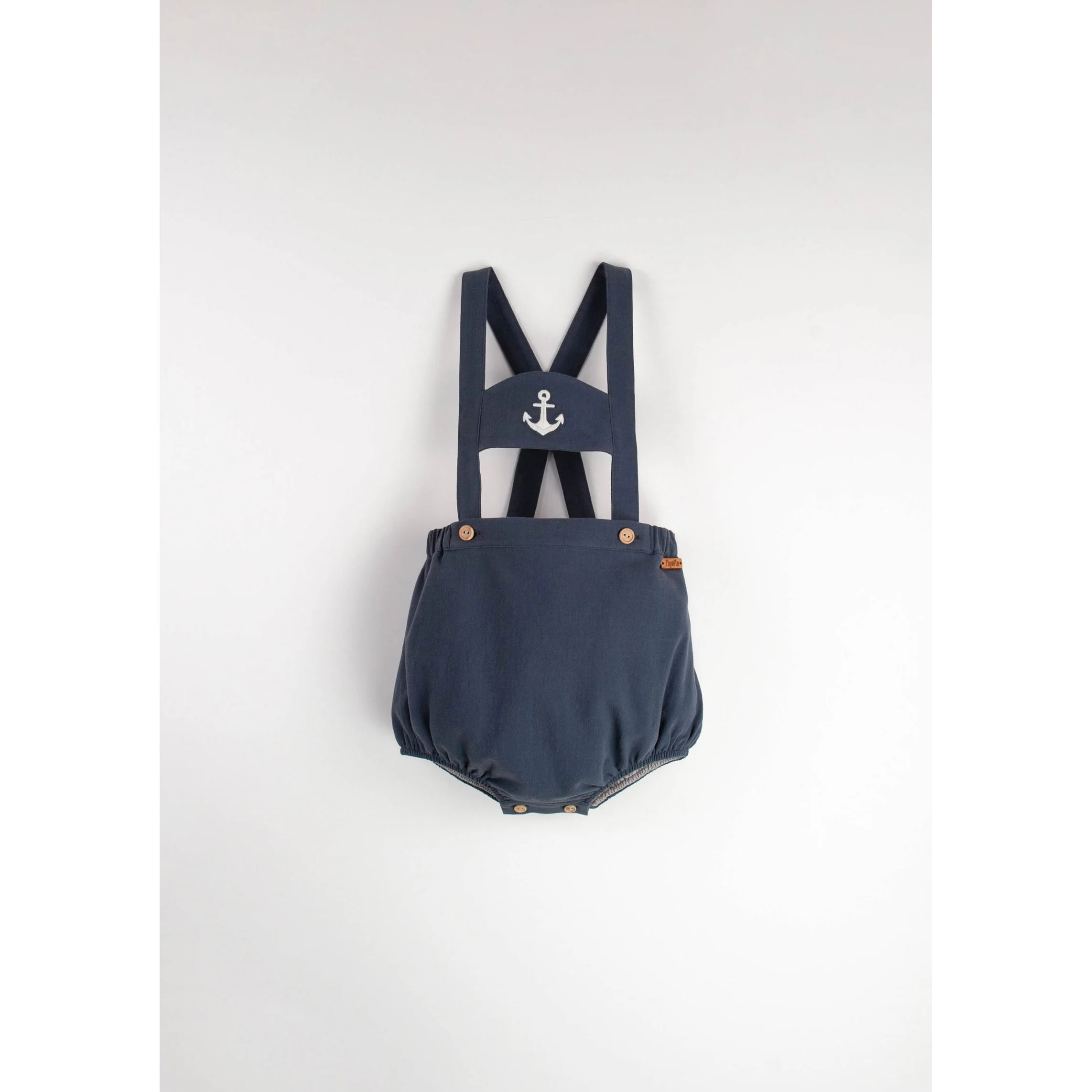 Popelin Navy Blue Anchor Strap Dungarees