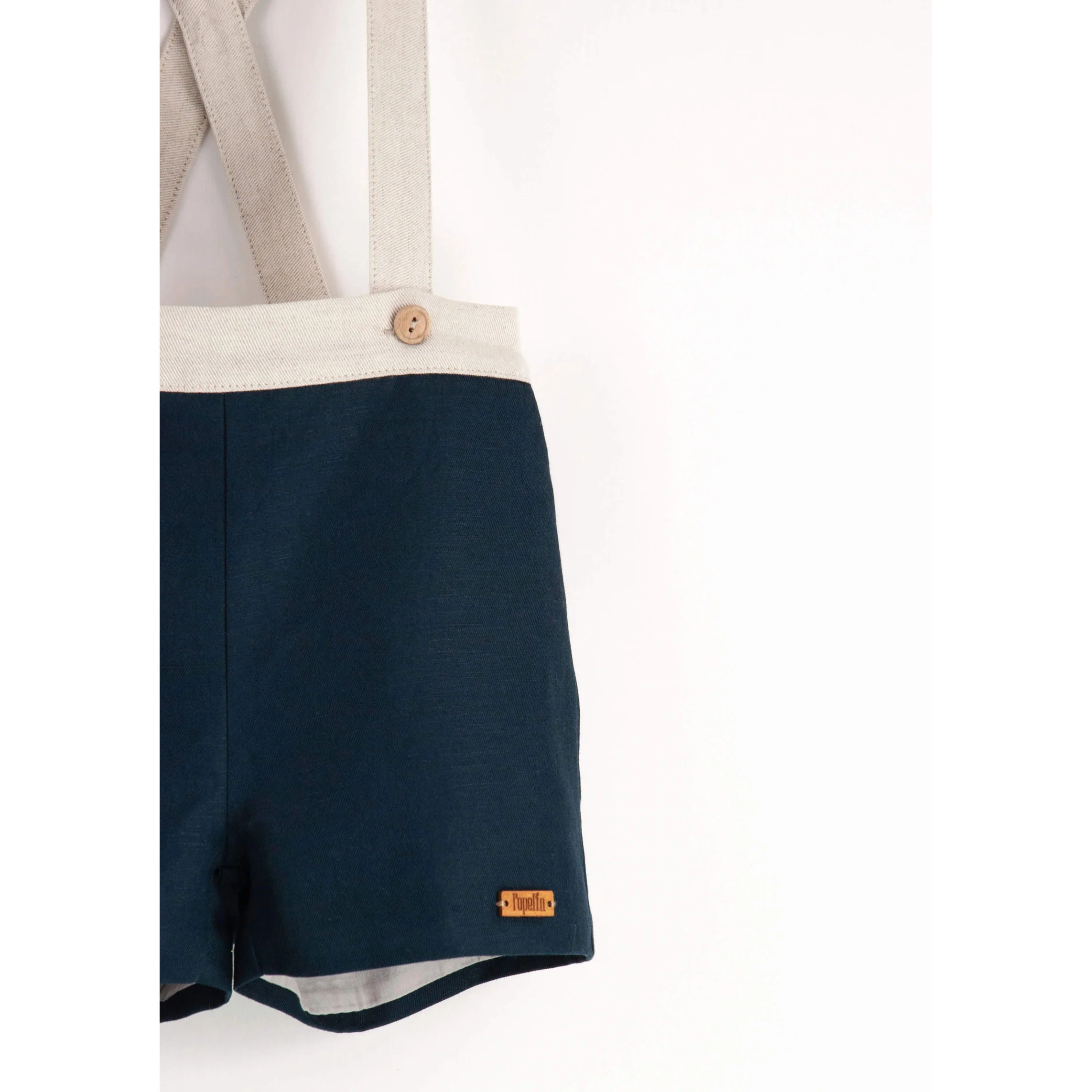 Popelin Navy Blue Strap Dungarees - Image 2