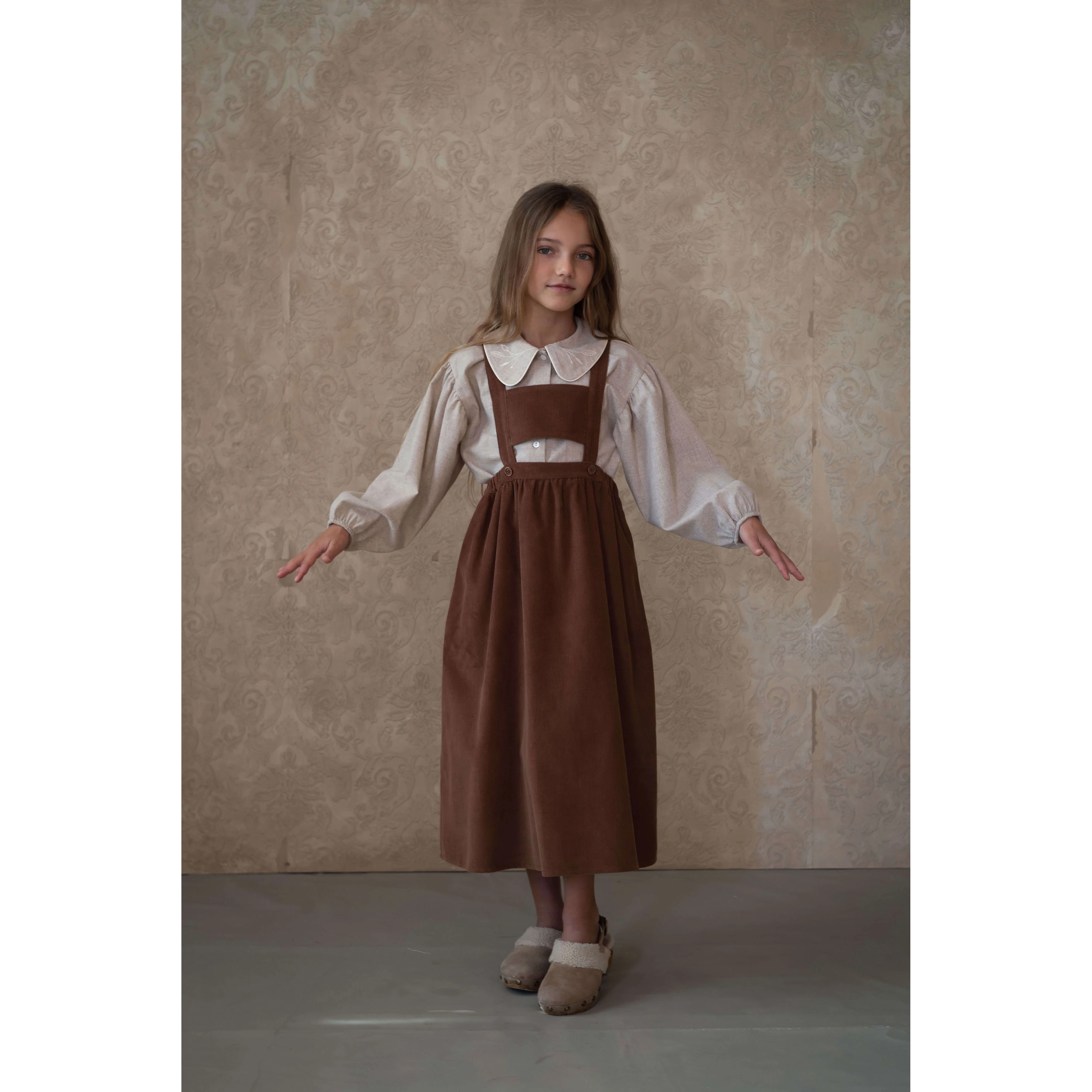 Popelin Ochre Coloured Corduroy Midi Dress - Image 2