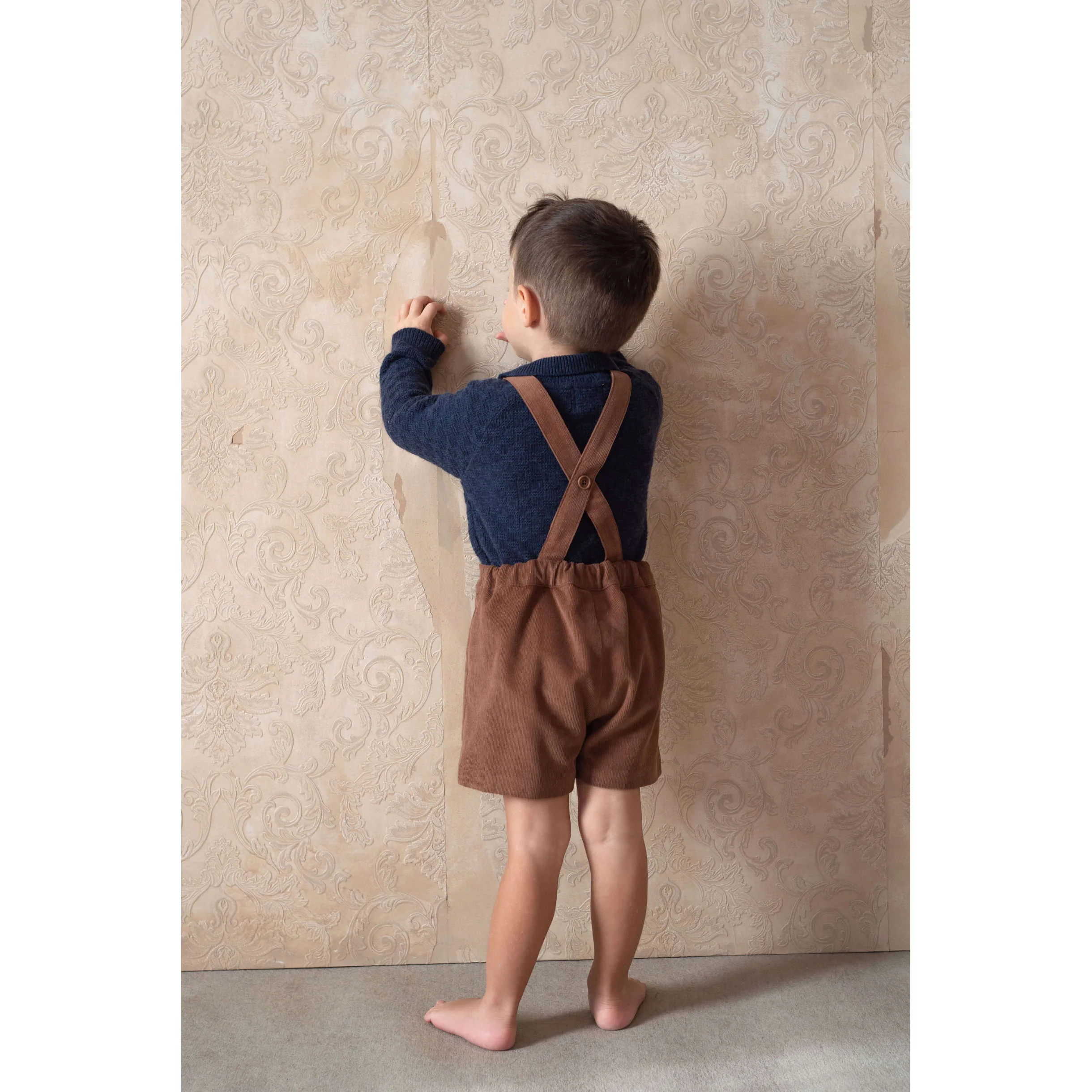 Popelin OchreCorduroy Suspender Shorts - Image 4