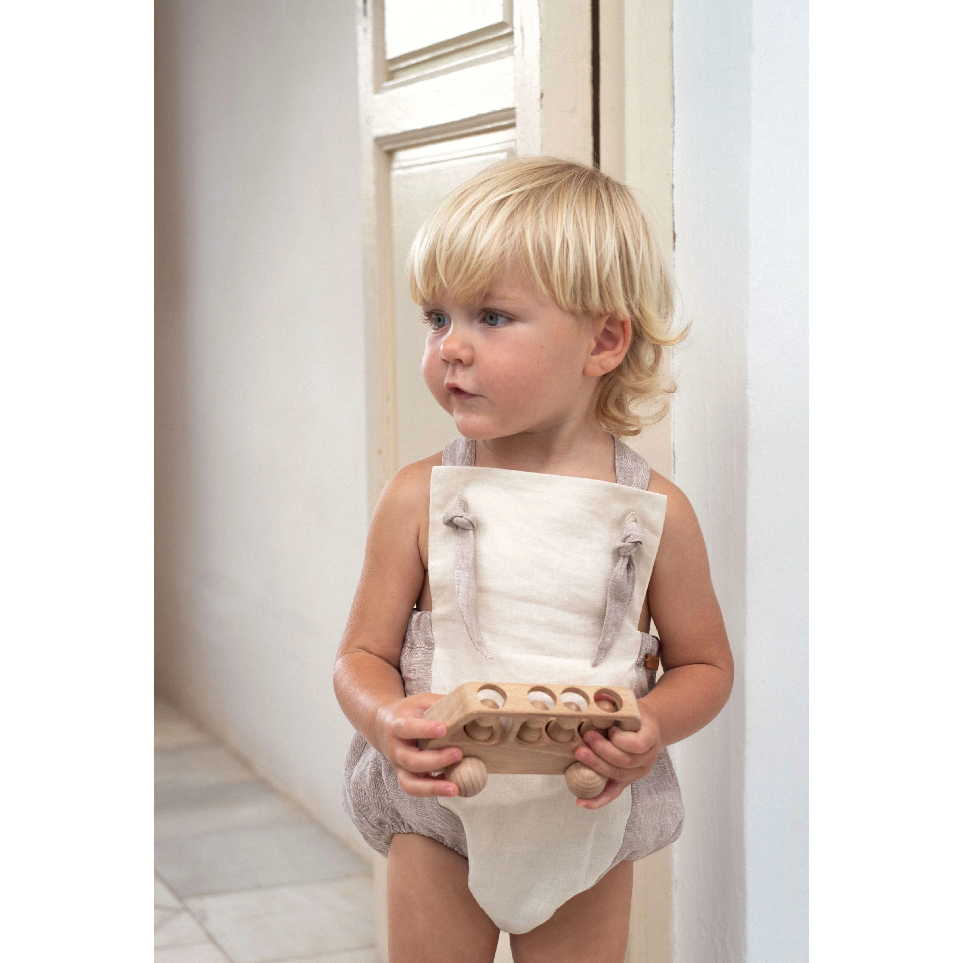 Popelin Off White Dungaree Romper - Image 2