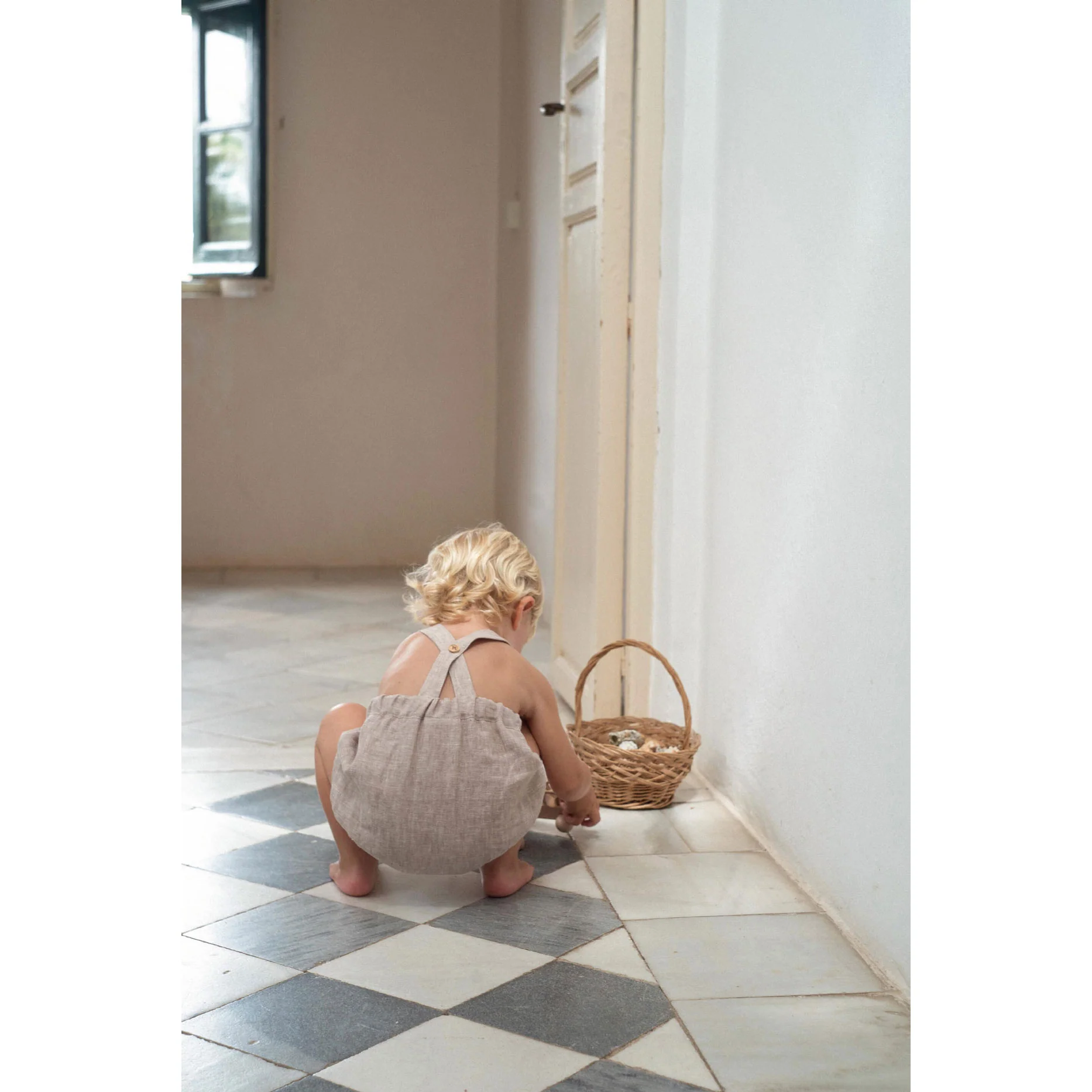 Popelin Off White Dungaree Romper - Image 4