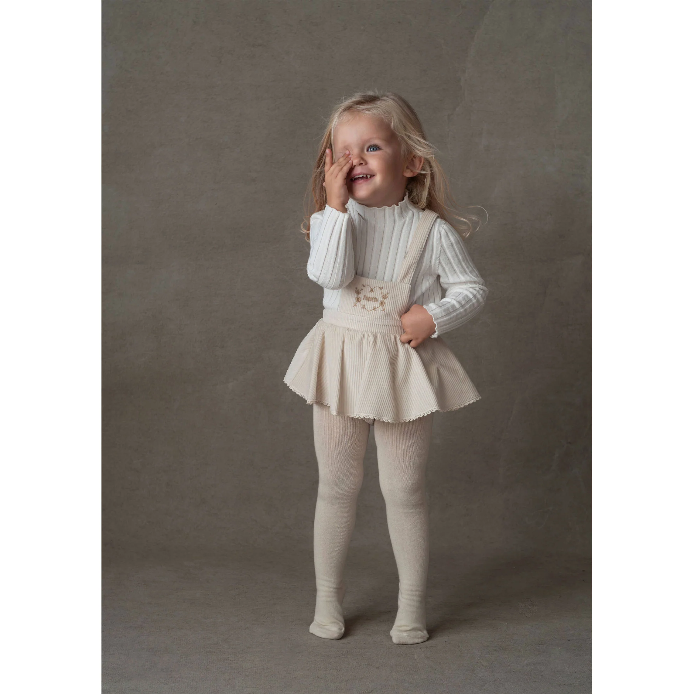 Popelin Off White Funnel Collar Rib Pullover - Image 2