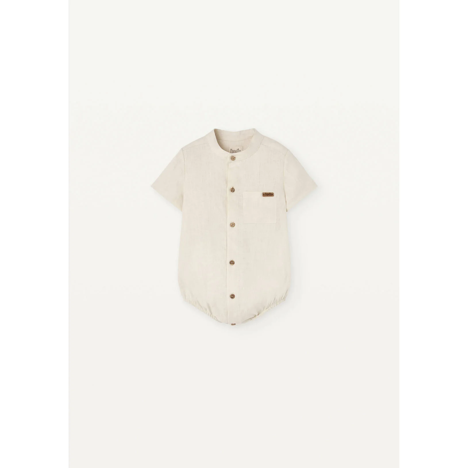 Popelin Off White Linen Shirt Romper