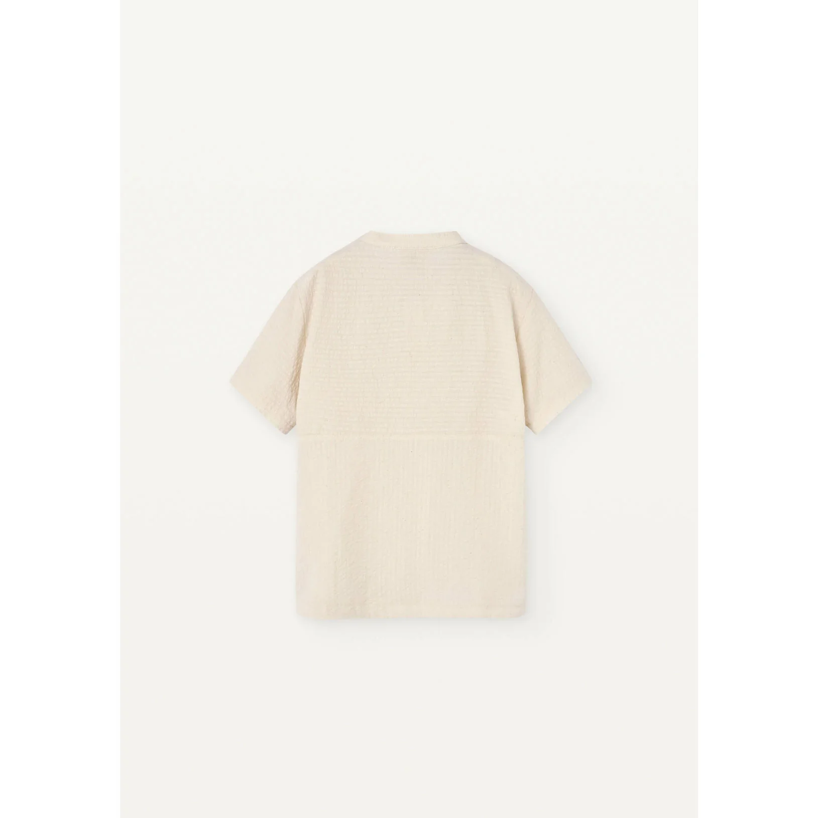 Popelin Off White Mandarin Collar Shirt - Image 3