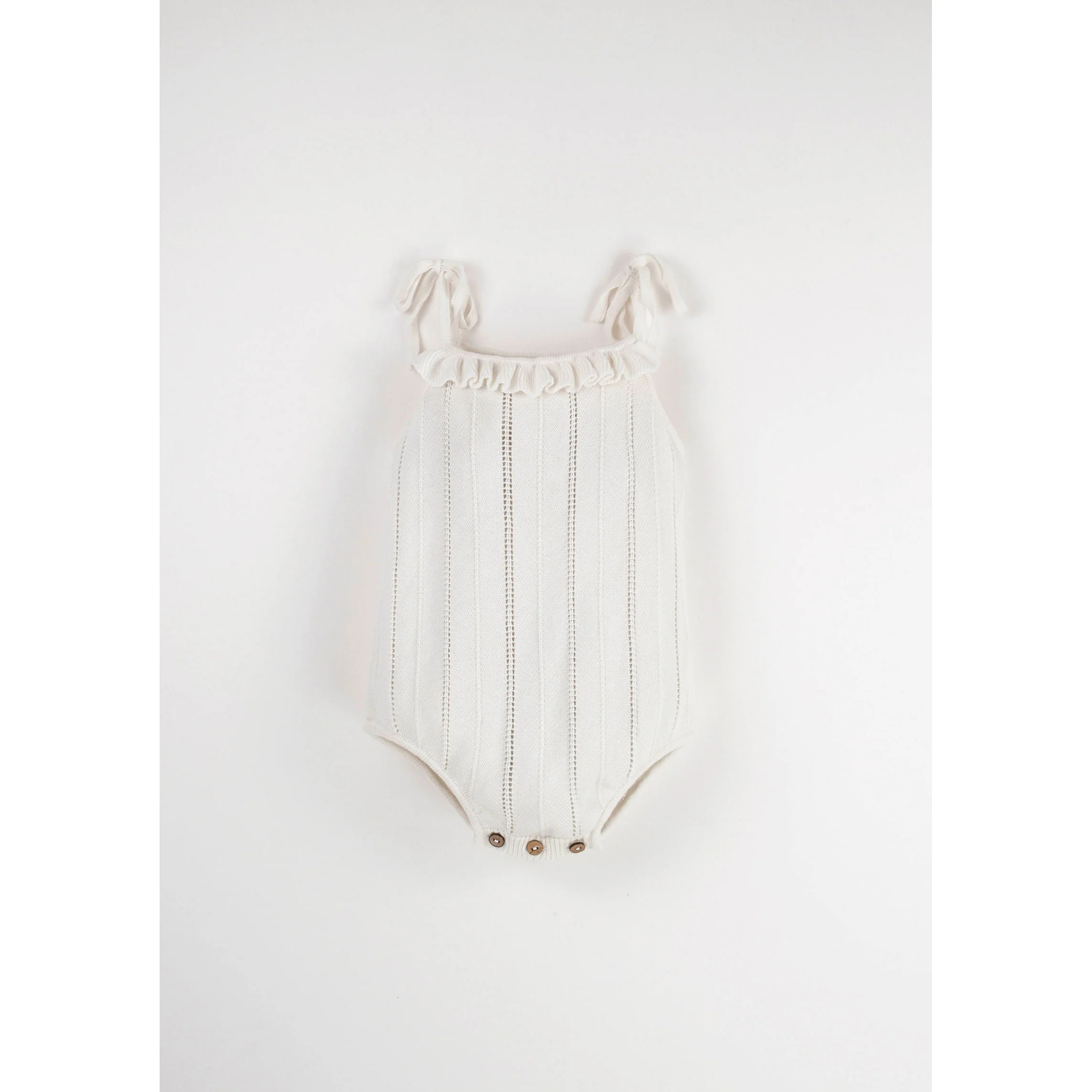 Popelin Off White Openwork Knit Romper