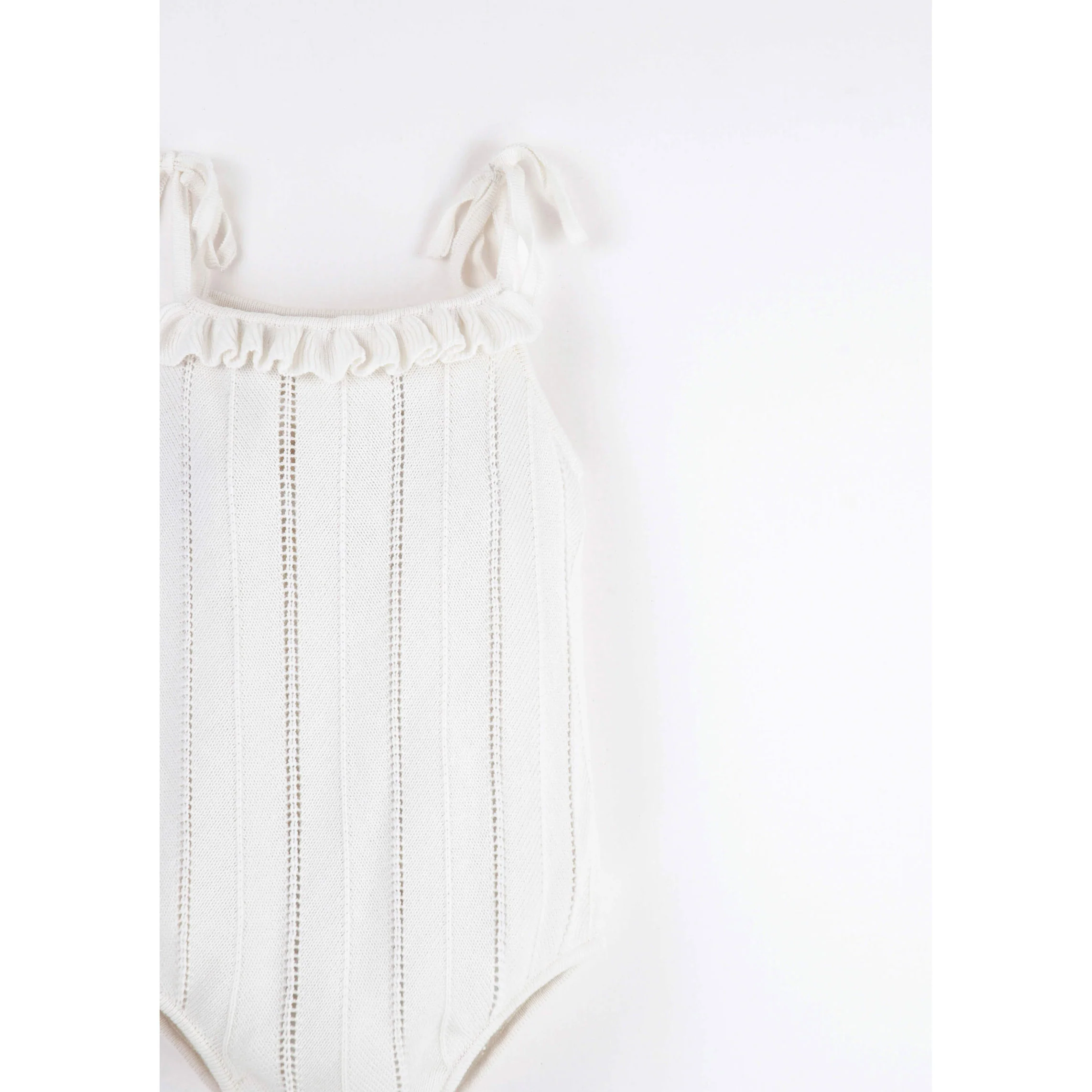 Popelin Off White Openwork Knit Romper - Image 2