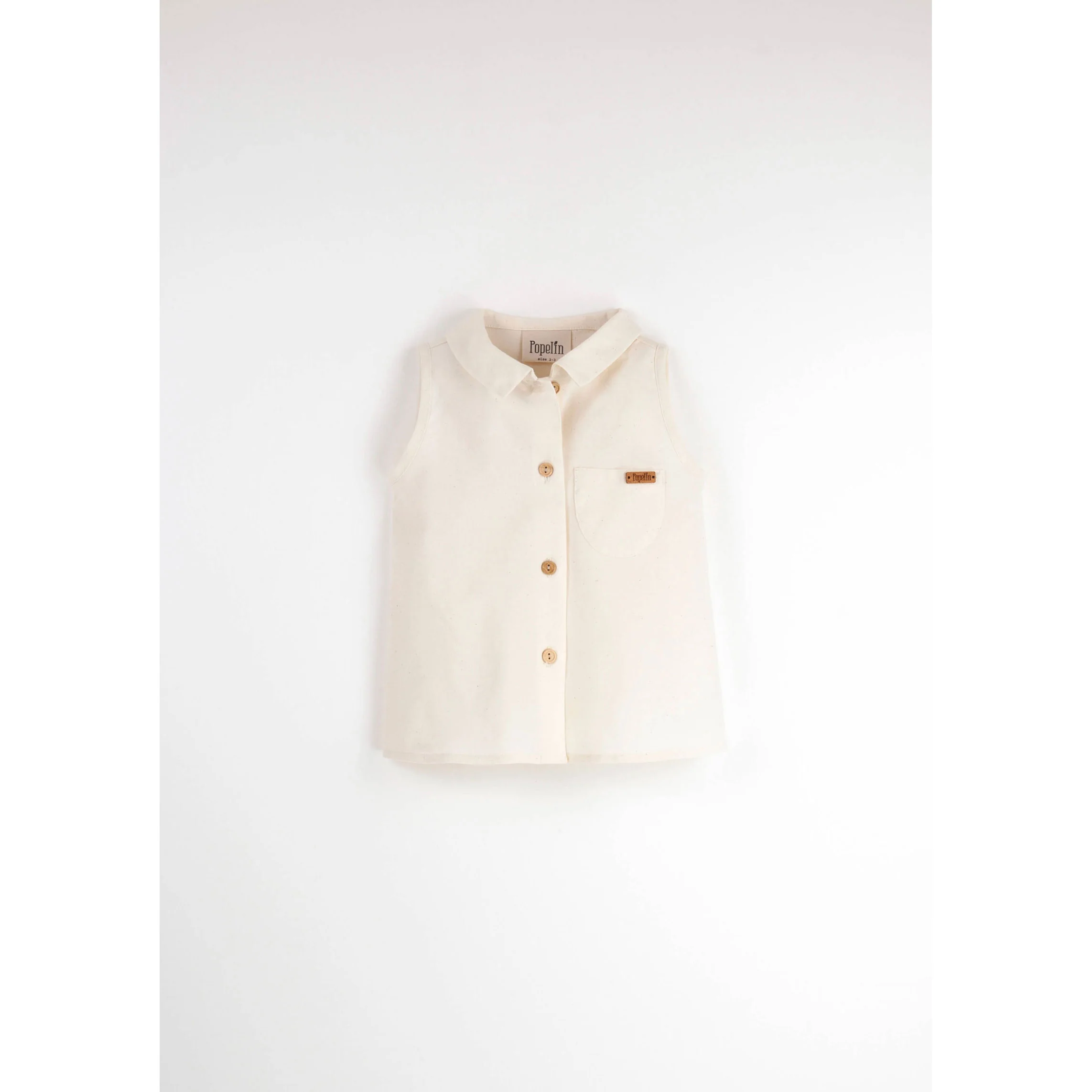 Popelin Off White Sleeveless Shirt