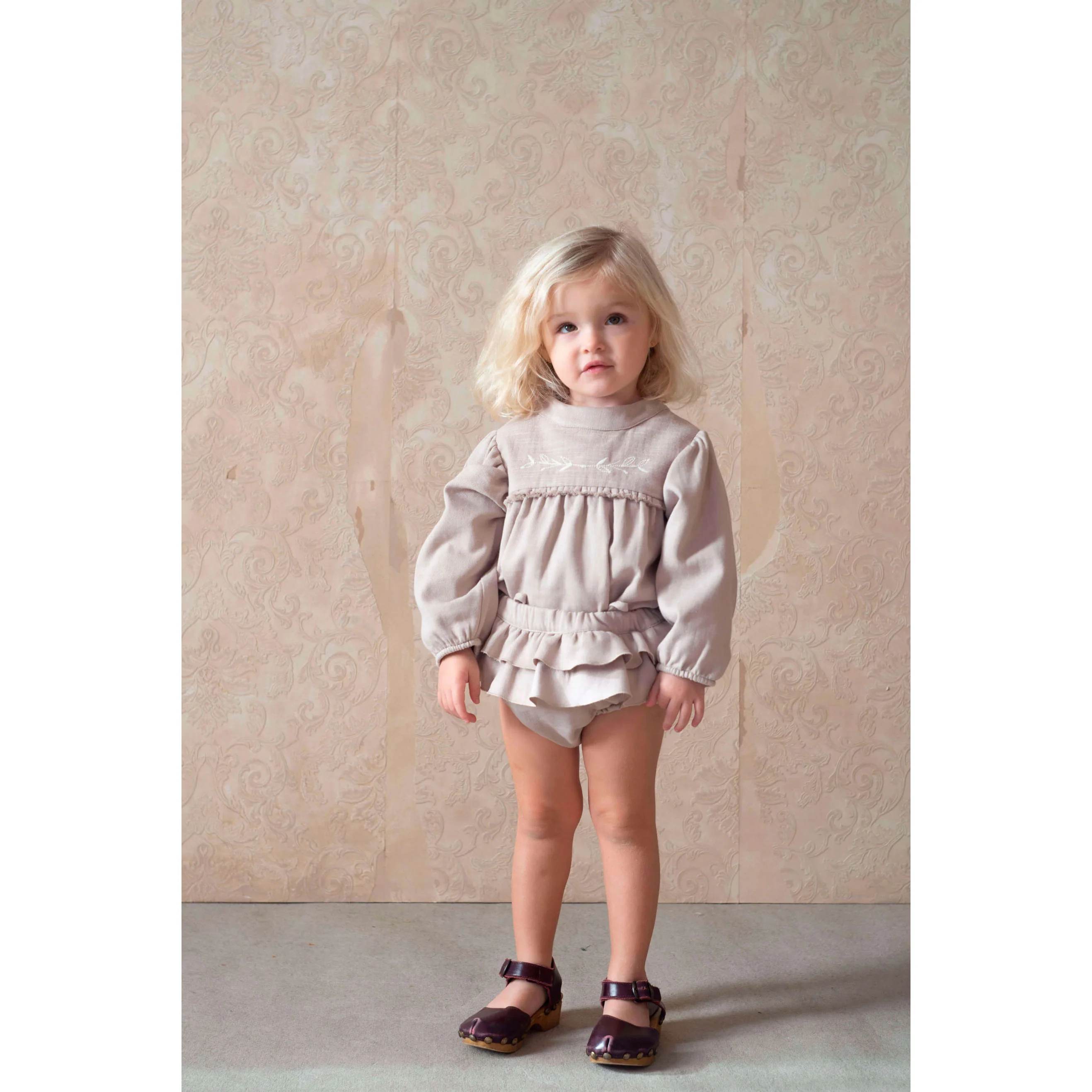 Popelin Sand Double Frill Romper - Image 2