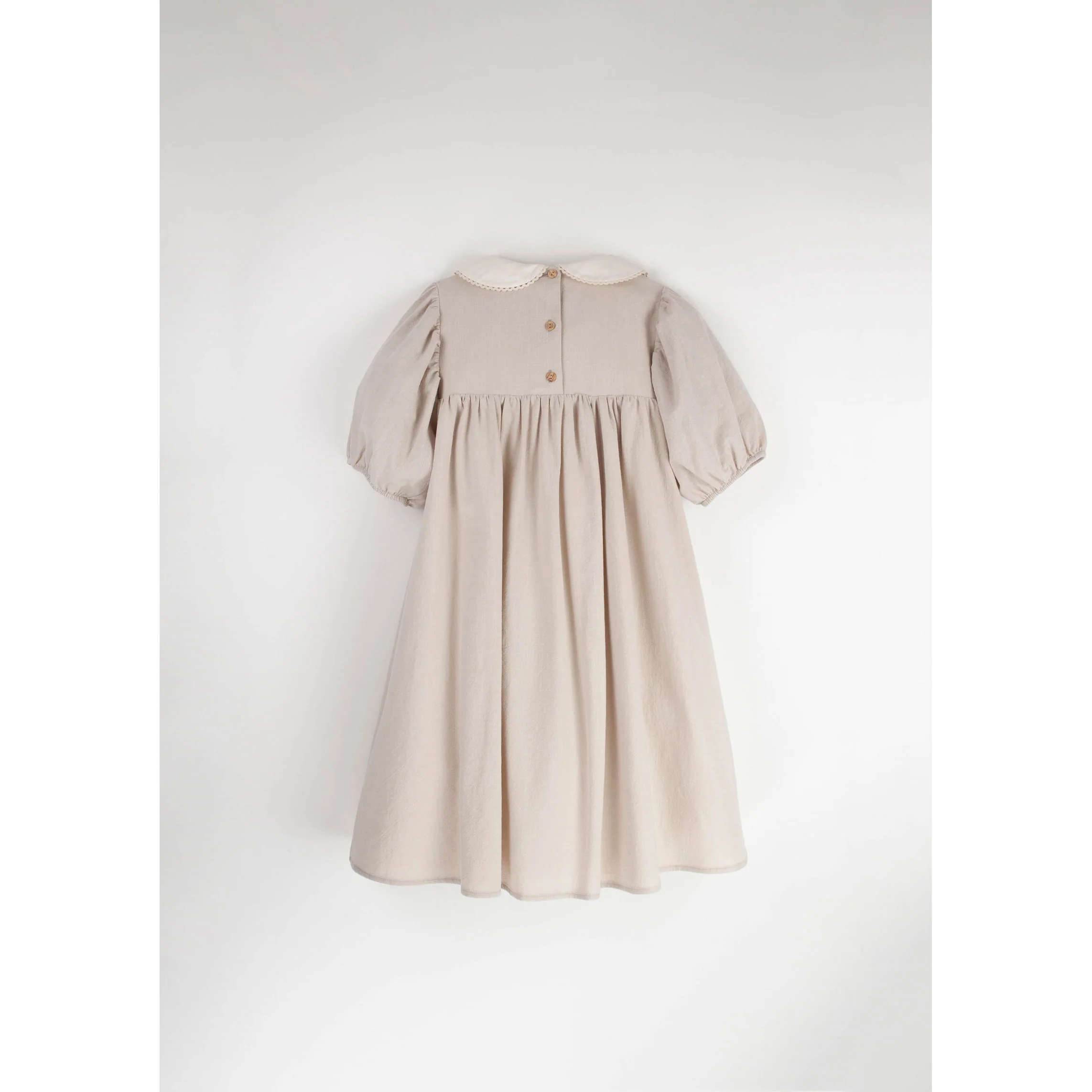 Popelin Sand Embroidered Yoke Dress - Image 2