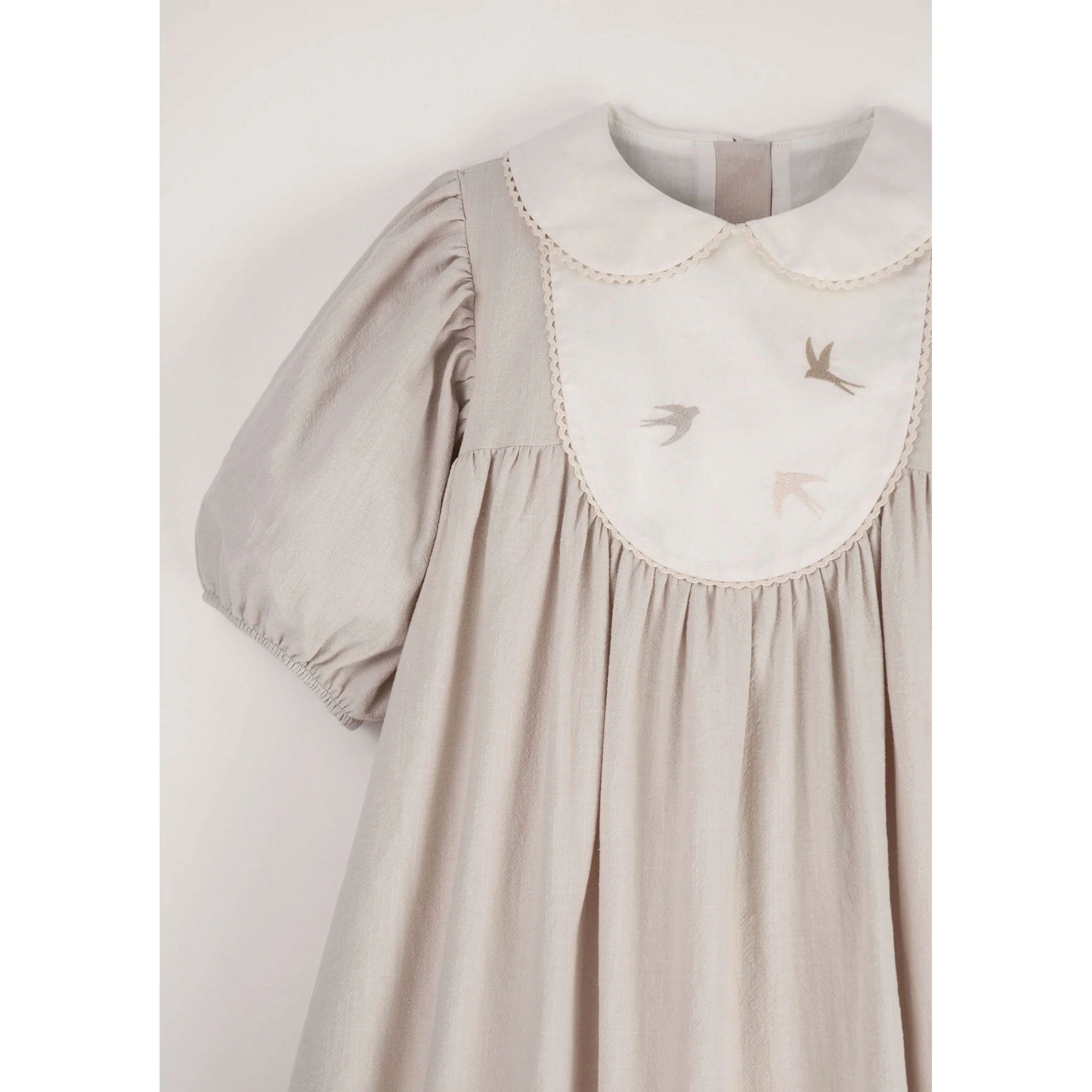 Popelin Sand Embroidered Yoke Dress - Image 3