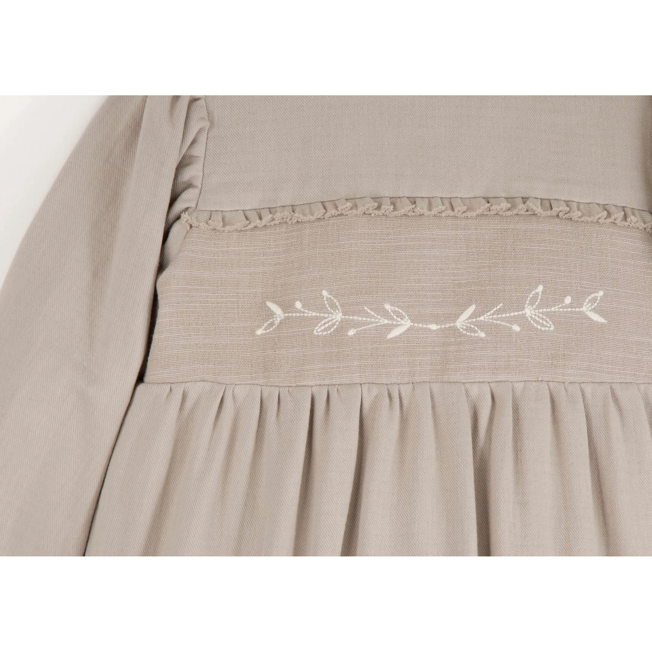 Popelin Sand Embroidered Yolk Dress - Image 4