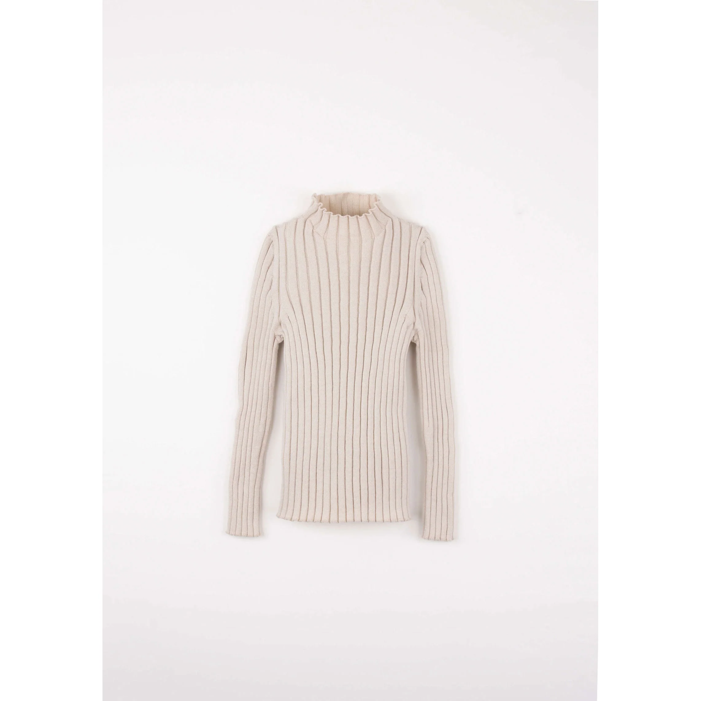 Popelin Sand Funnel Collar Rib Pullover