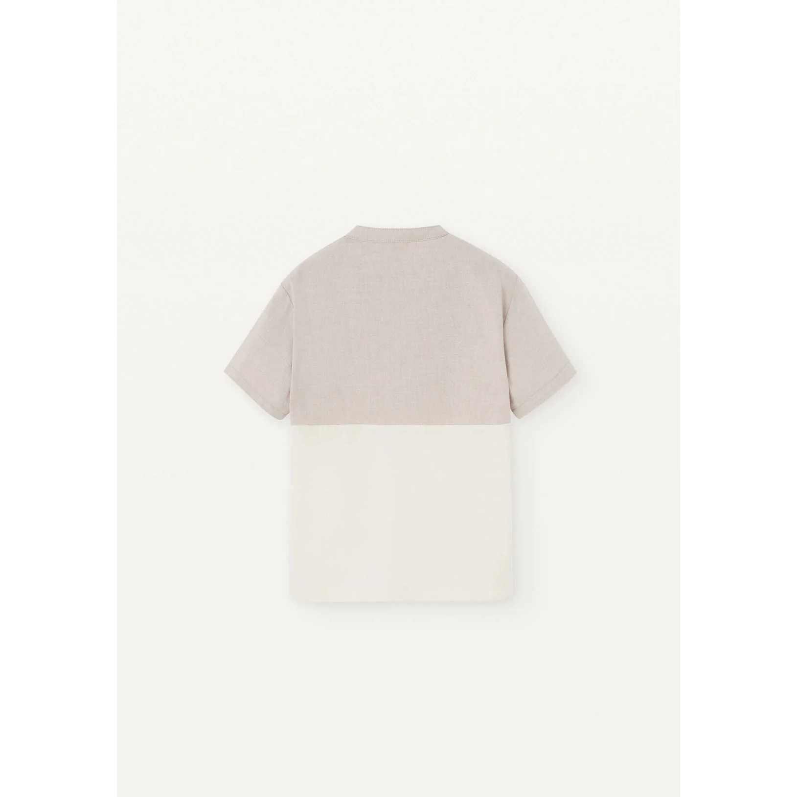 Popelin Sand Mandarin Collar Shirt - Image 3