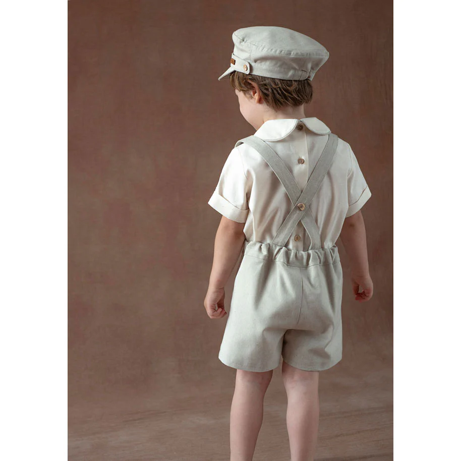 Popelin Sand Oxford Suspender Shorts - Image 4