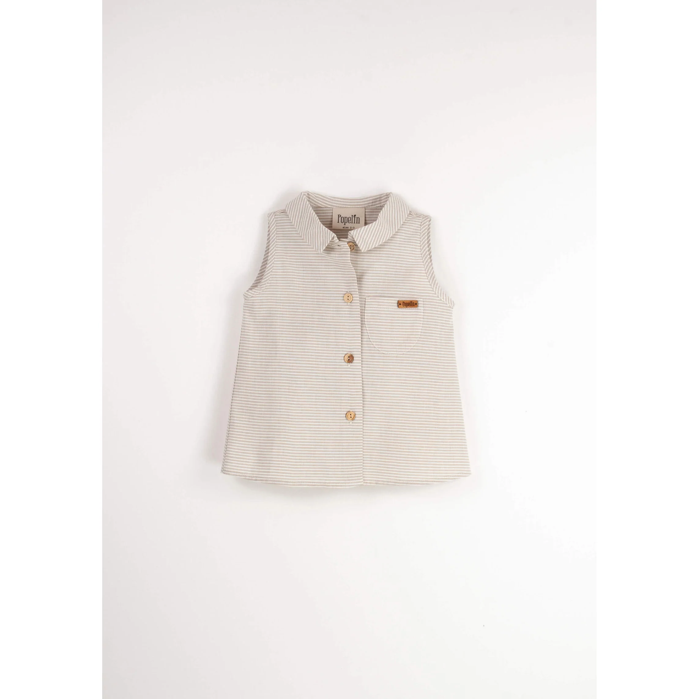 Popelin Sand Stripe Sleeveless Shirt