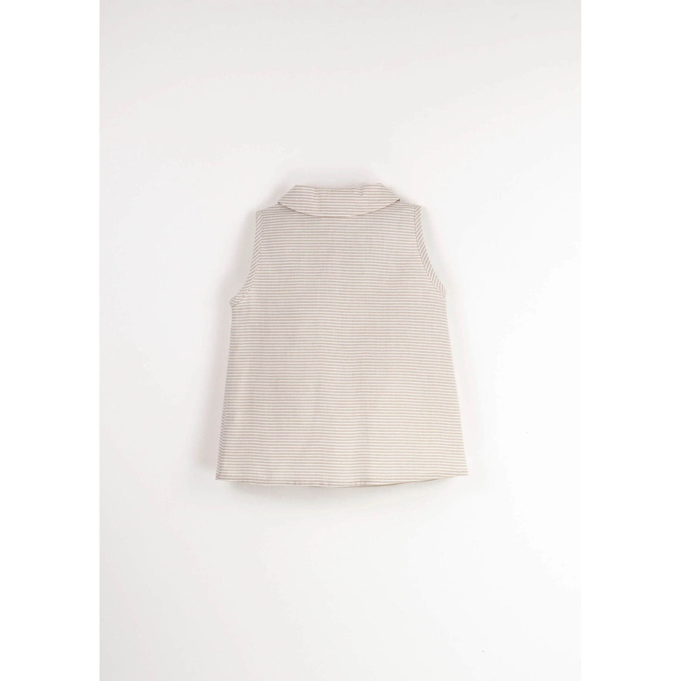Popelin Sand Stripe Sleeveless Shirt - Image 2