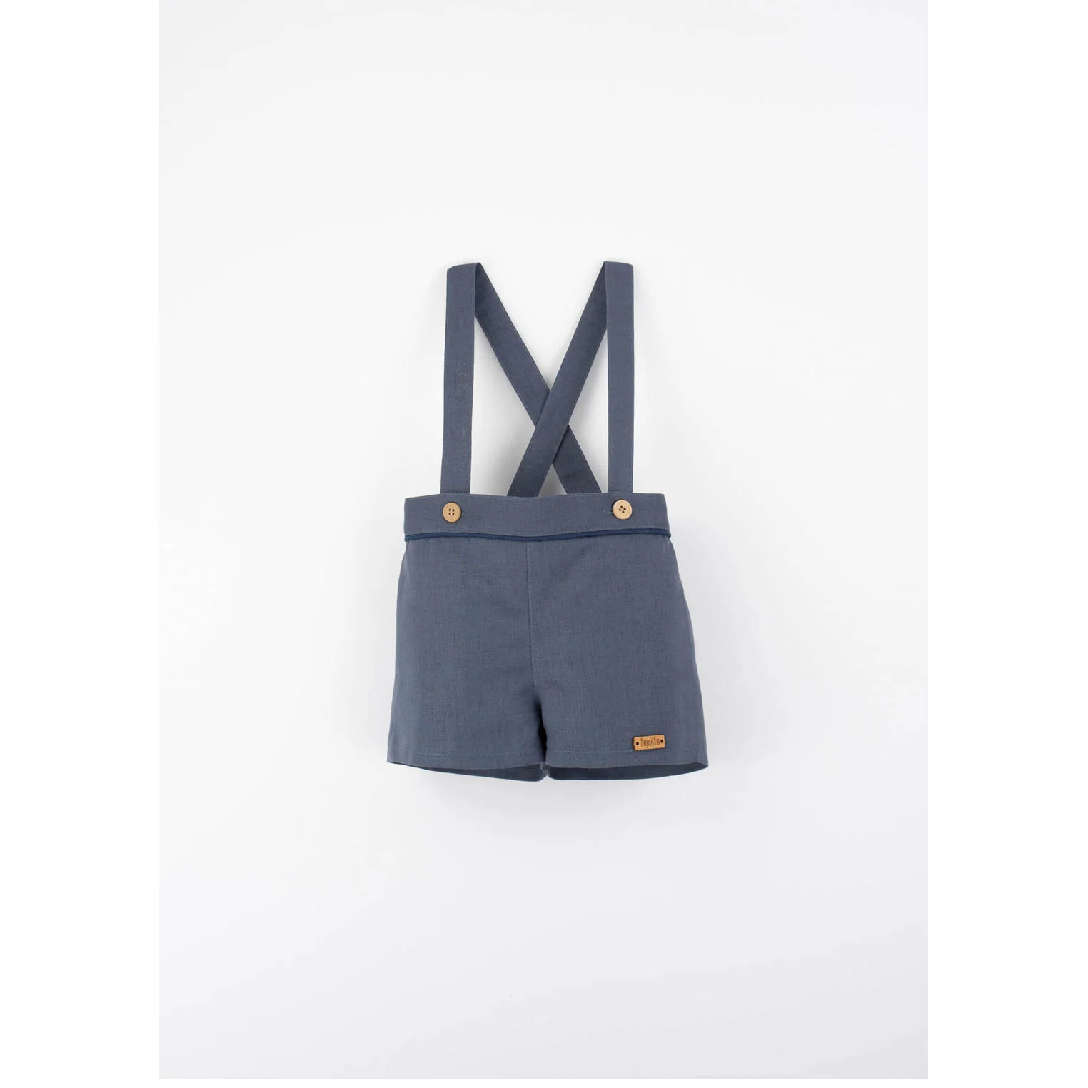 Popelin Slate Blue Linen Suspender Shorts