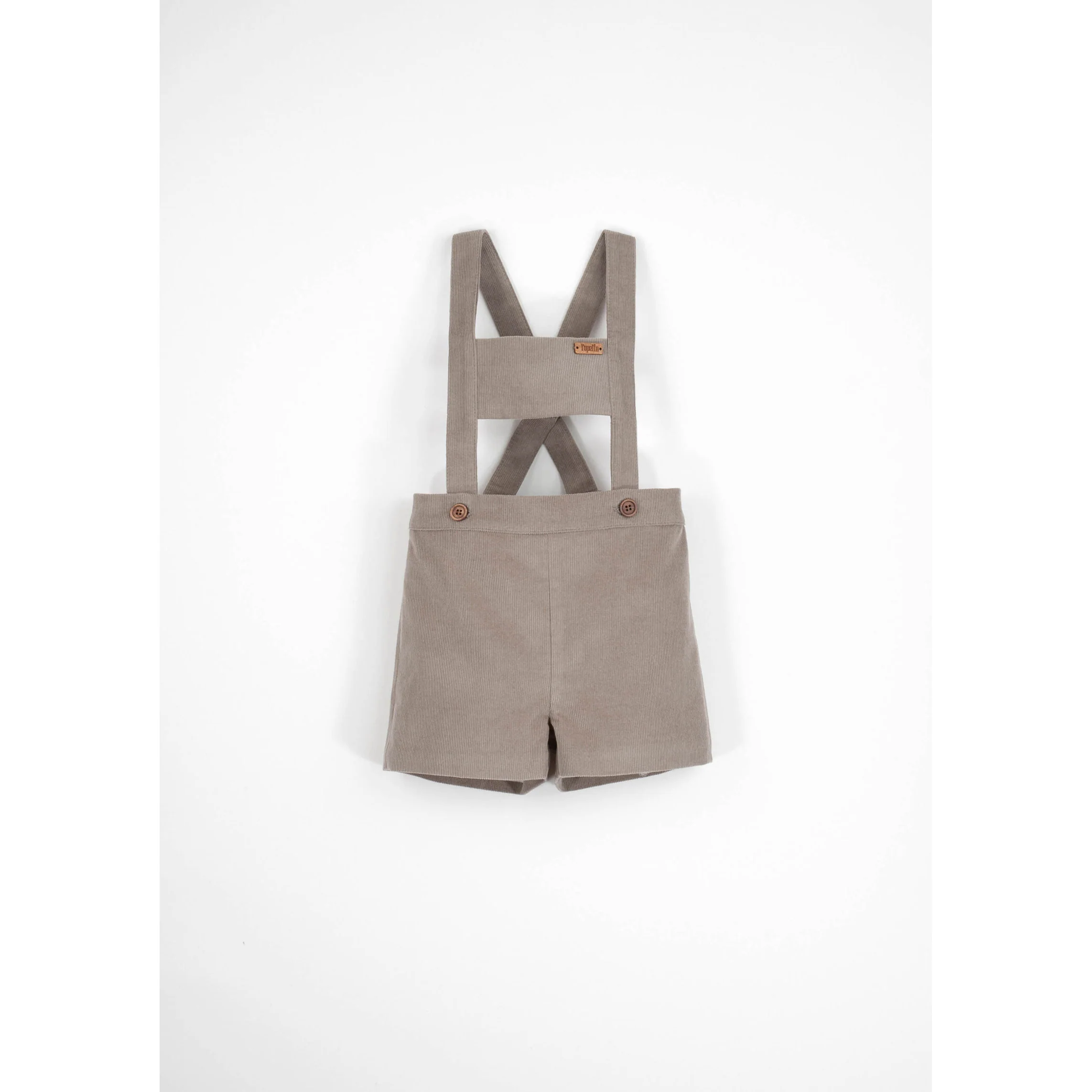 Popelin Taupe Corduroy Suspender Shorts