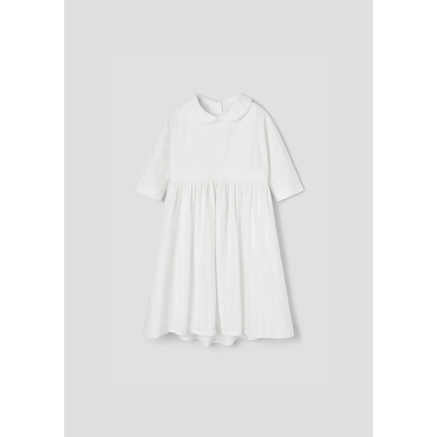 Popelin White Baby Collar Yoke Dress