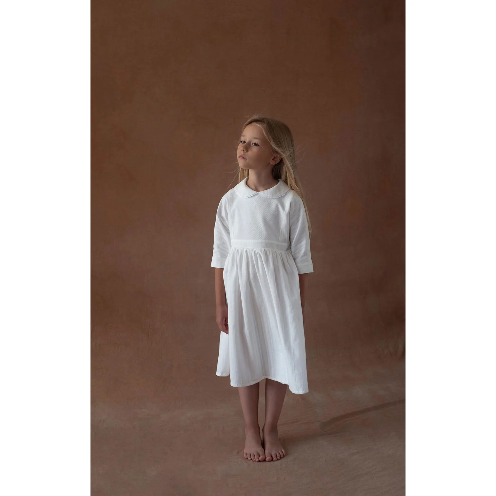 Popelin White Baby Collar Yoke Dress - Image 2