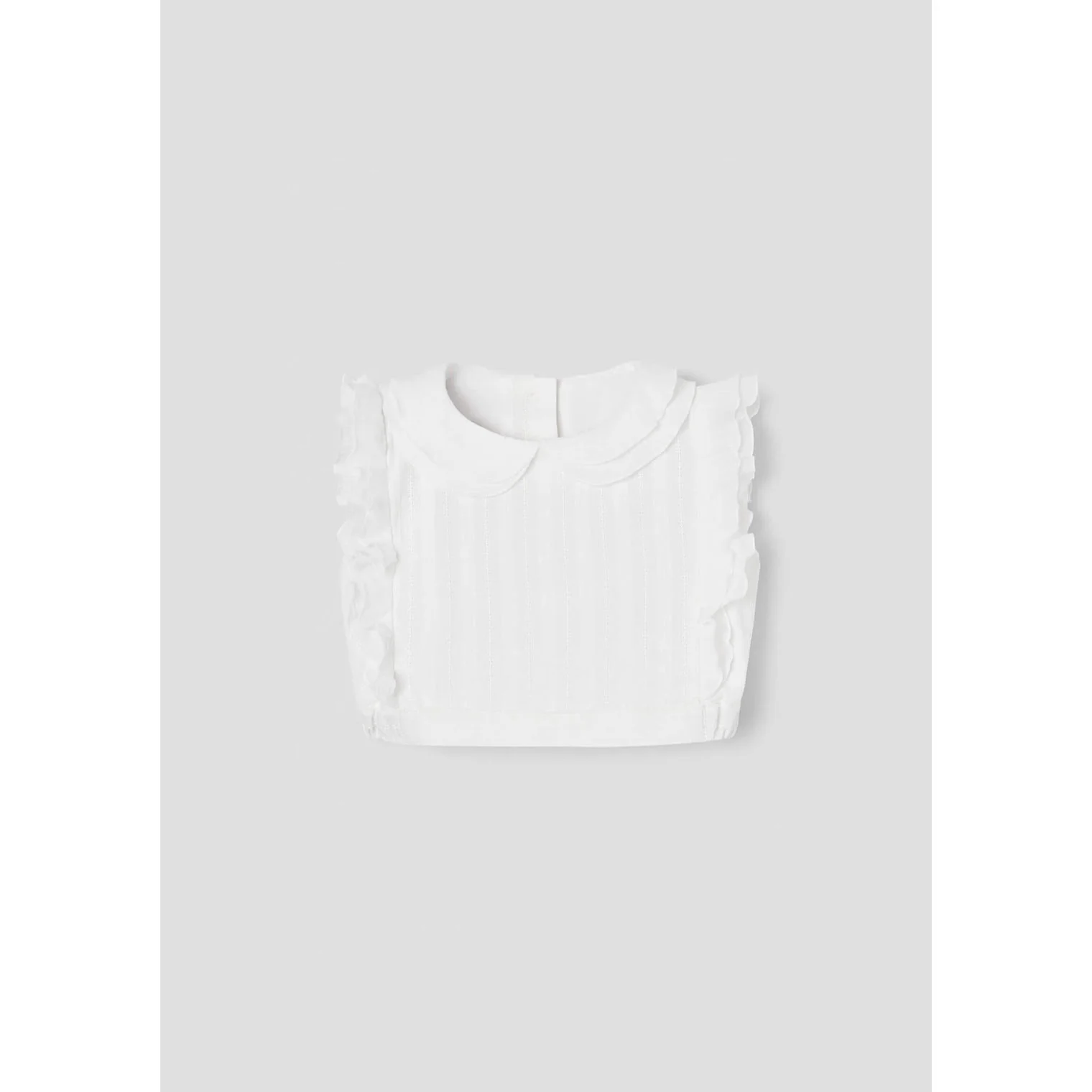 Popelin White Collar Ruffle Top
