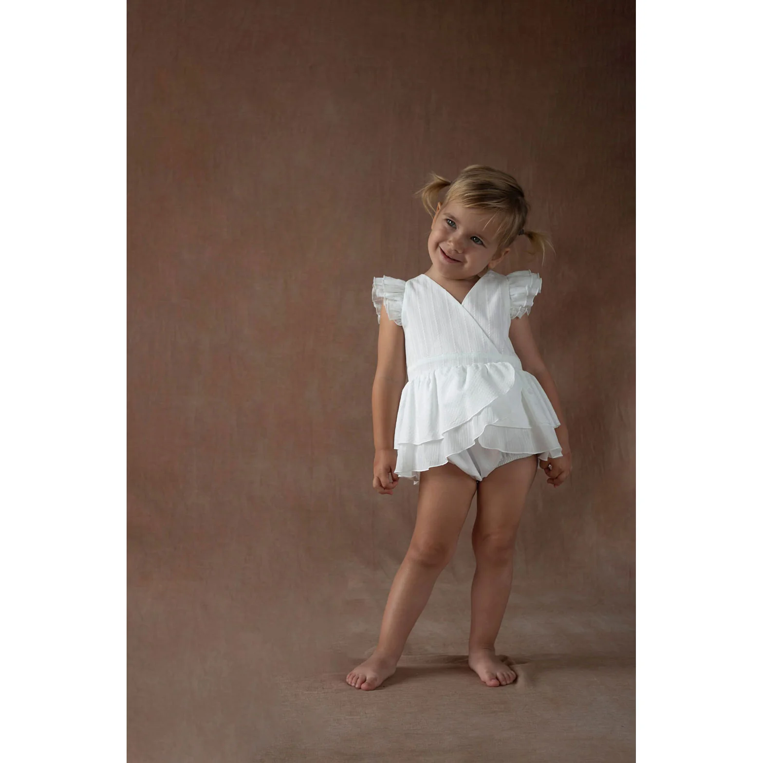 Popelin White Crossover Romper - Image 2