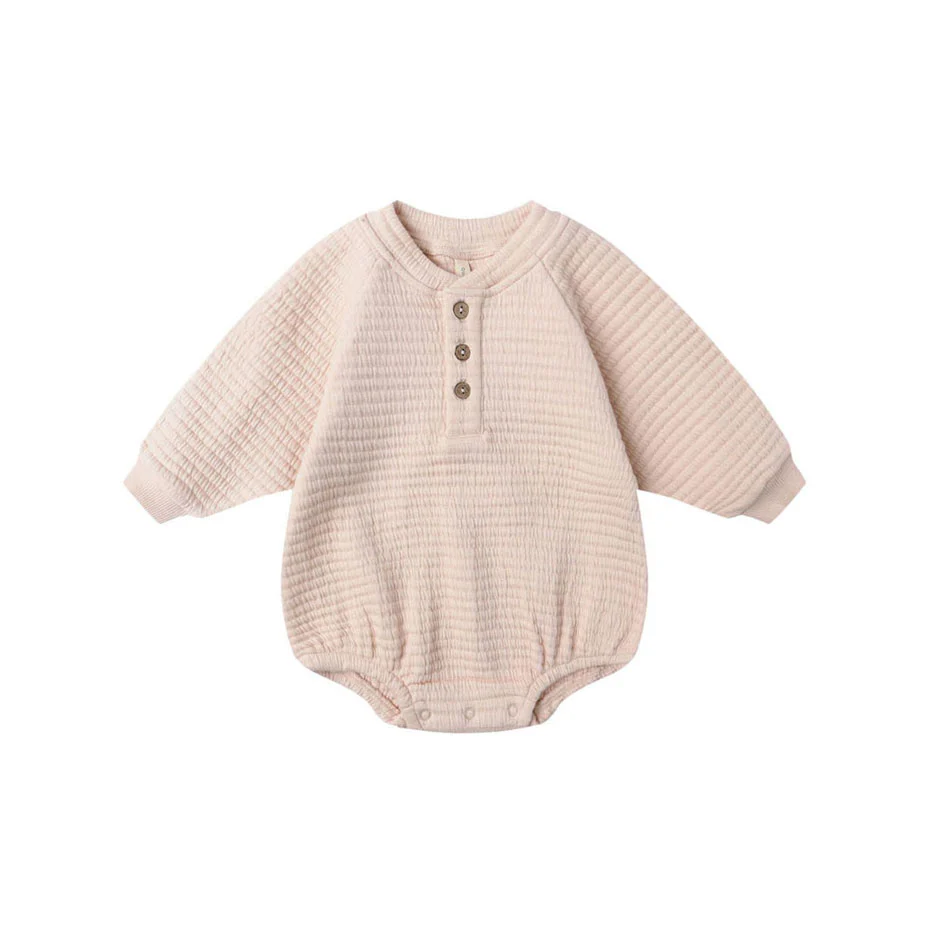 Quincy Mae Antique Henley Bubble Romper