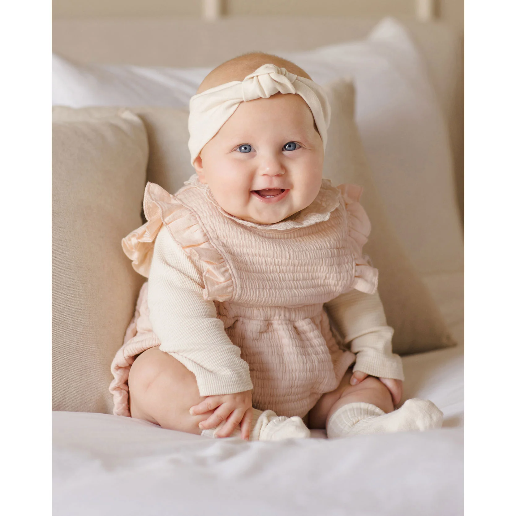 Quincy Mae Antique Ruffle Bubble Romper - Image 2