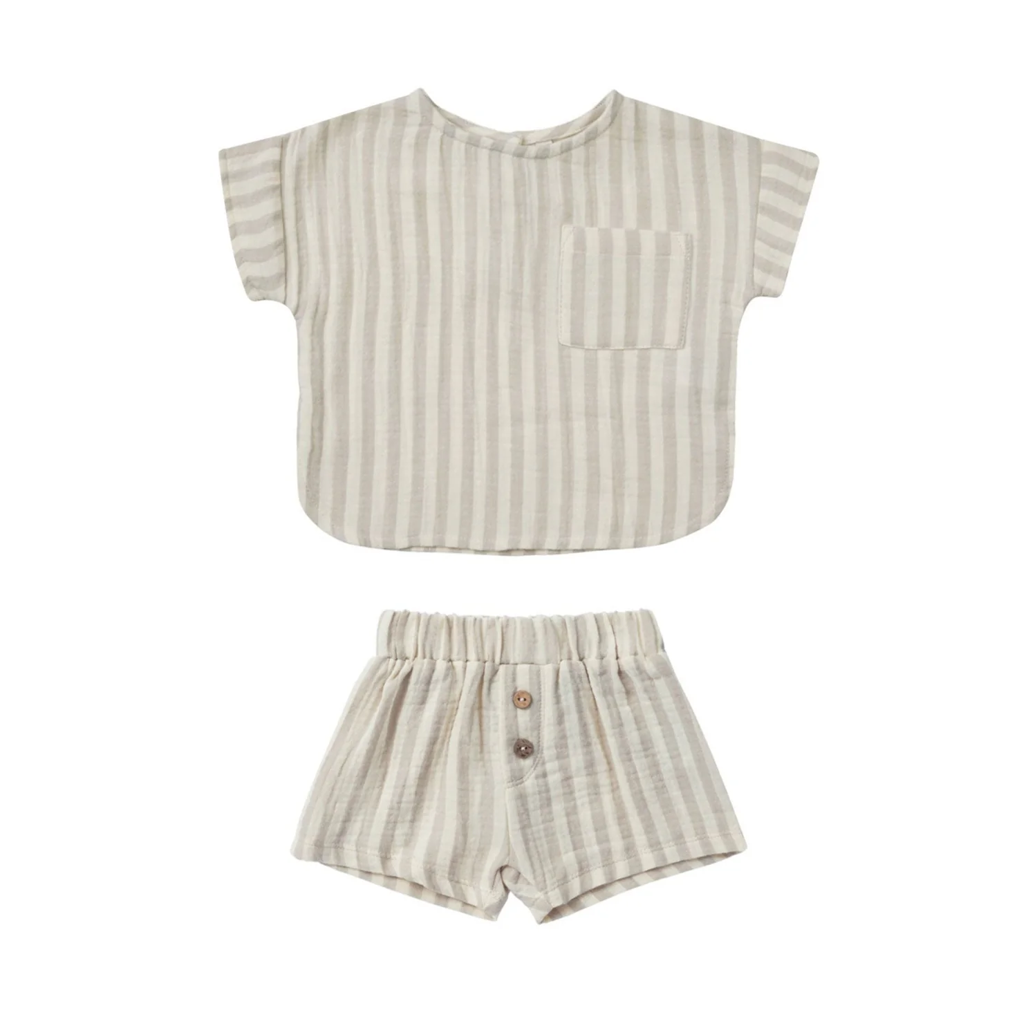 Quincy Mae Ash Stripe Woven Boxy Top + Short Set