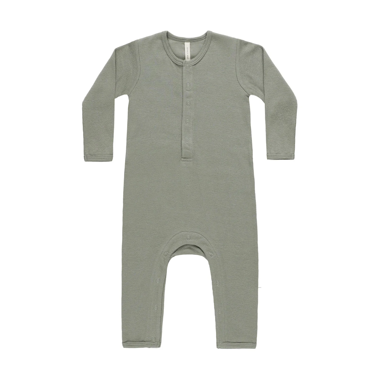 Quincy Mae Basil Ribbed Baby Jumpsuit