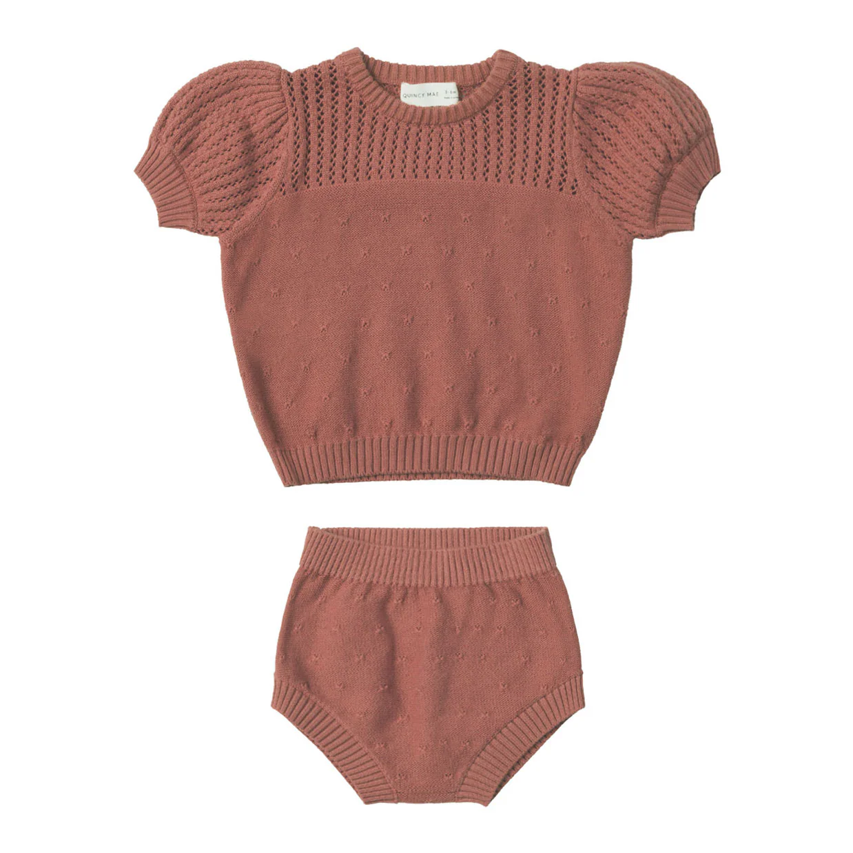 Quincy Mae Berry Pointelle Knit Set