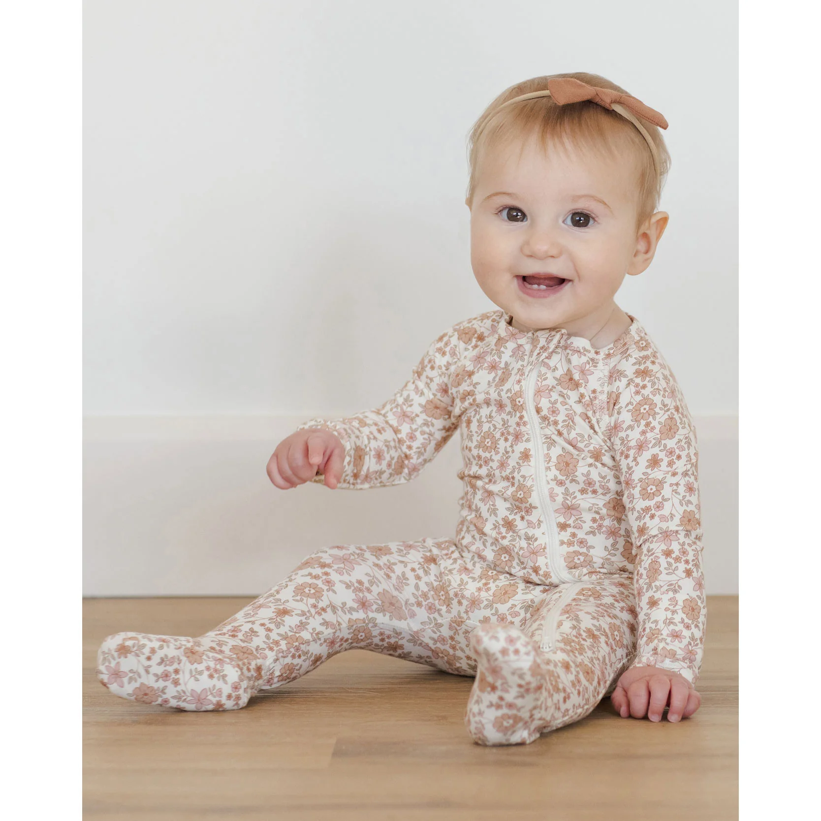 Quincy Mae Bloom Bamboo Zip Footie - Image 2