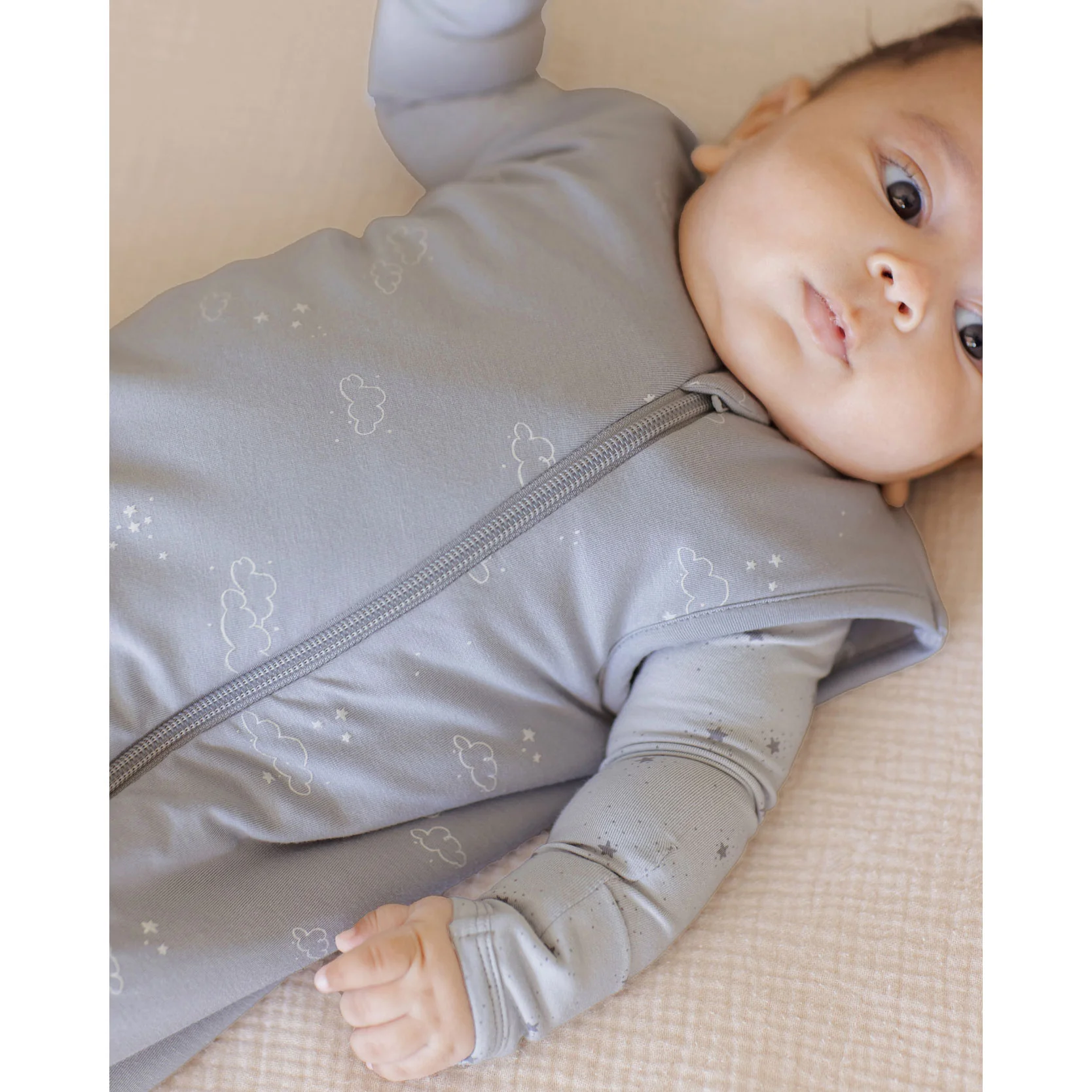 Quincy Mae Blue Clouds Bamboo Zip Footie - Image 2