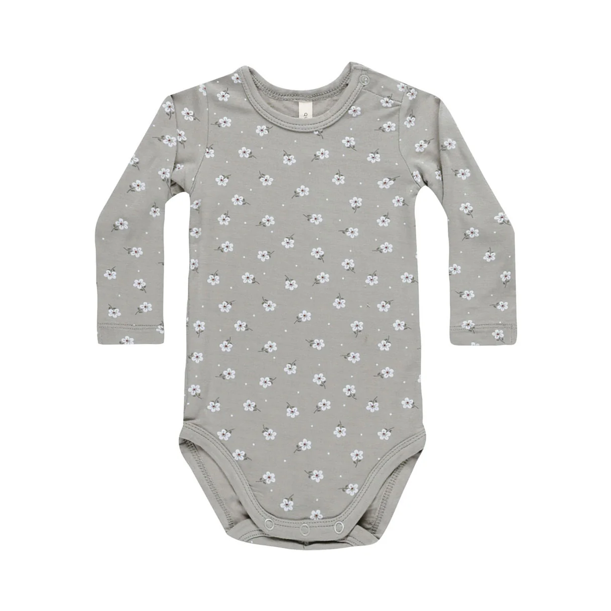 Quincy Mae Blue Ditsy Bamboo Long Sleeve Bodysuit