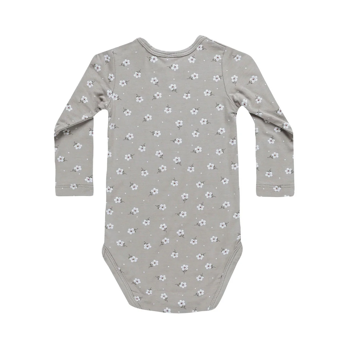 Quincy Mae Blue Ditsy Bamboo Long Sleeve Bodysuit - Image 2