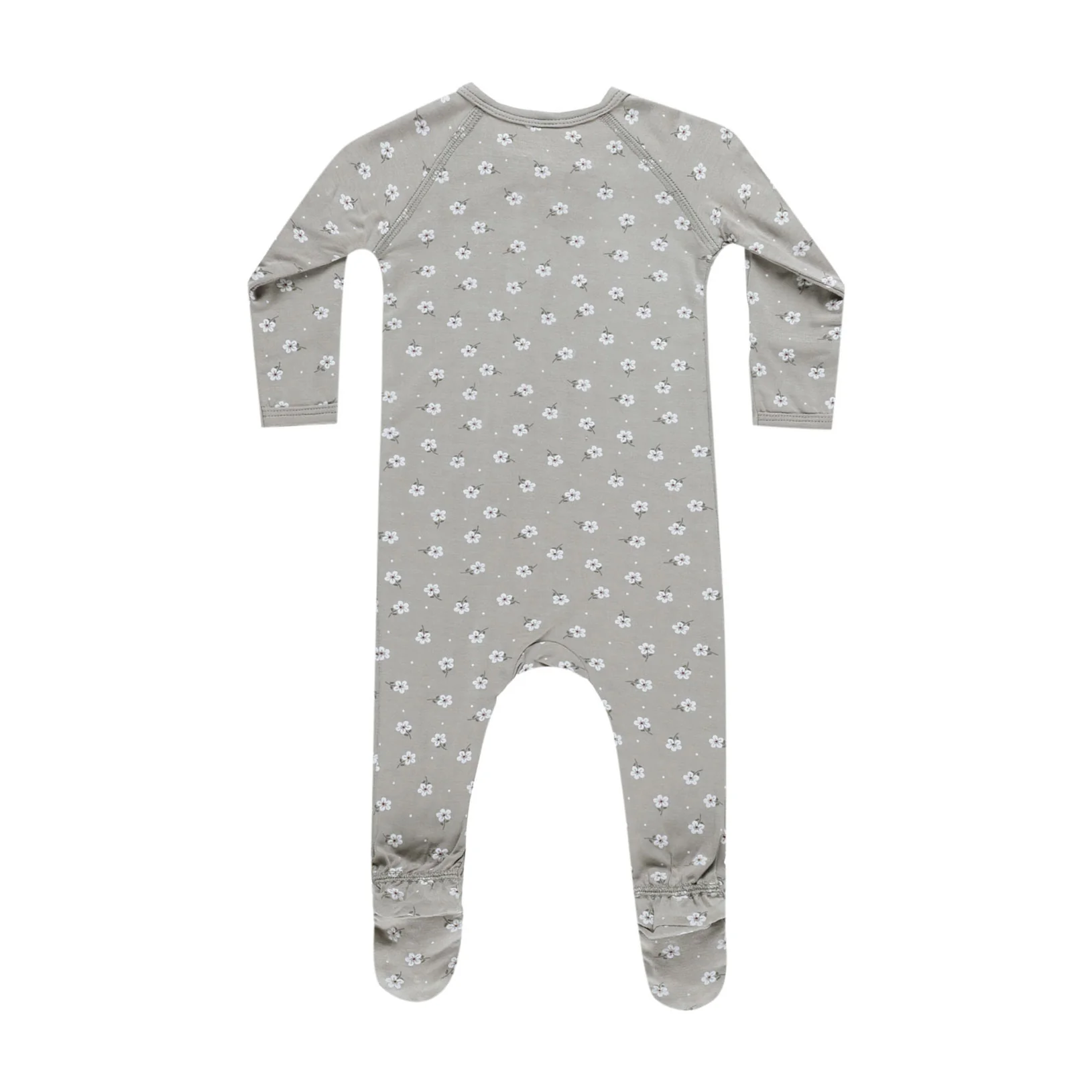 Quincy Mae Blue Ditsy Bamboo Zip Footie - Image 2