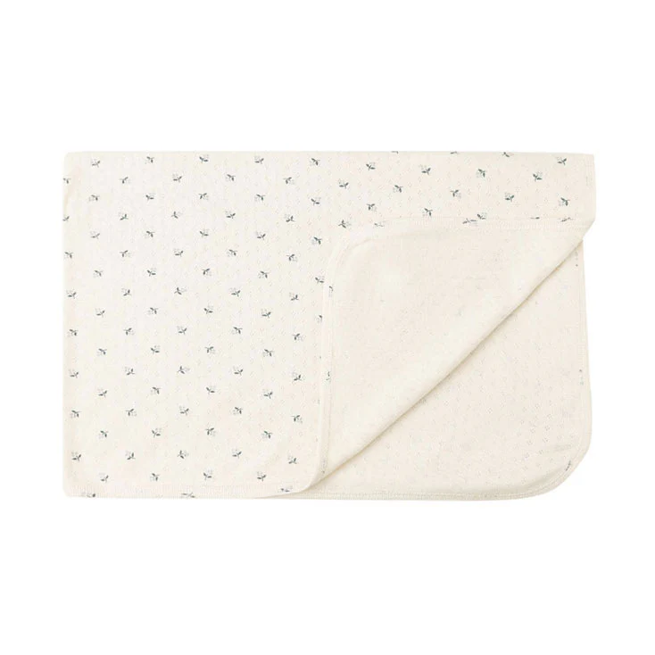Quincy Mae Blue Ditsy Pointelle Baby Blanket - Image 2