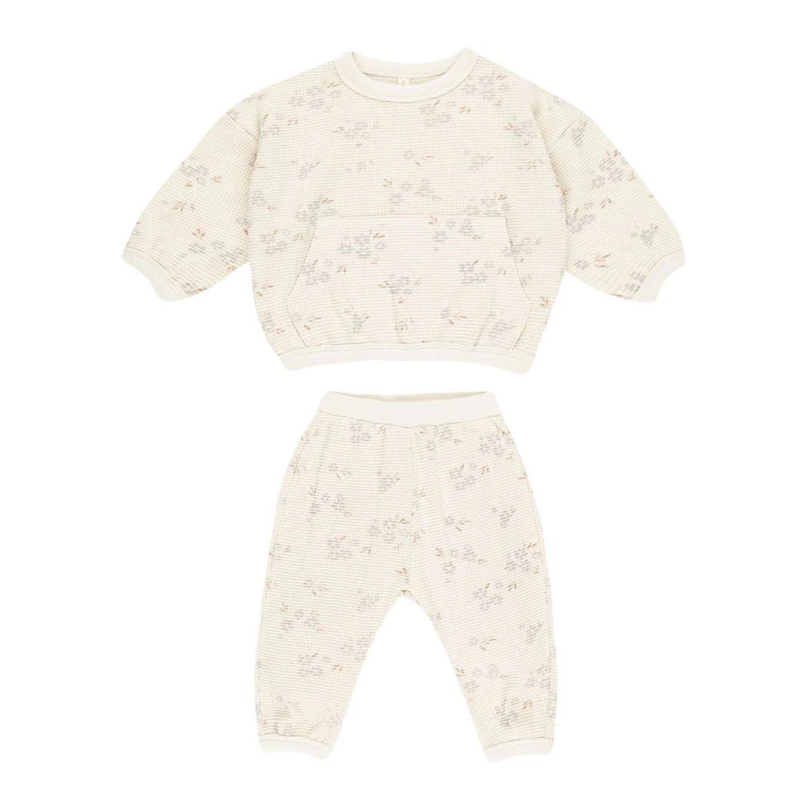 Quincy Mae Blue Ditsy Waffle Slouch Set