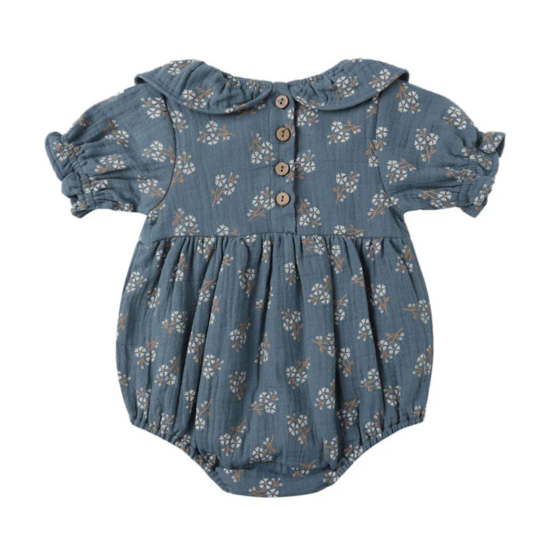 Quincy Mae Blue Floral Collared Romper - Image 2