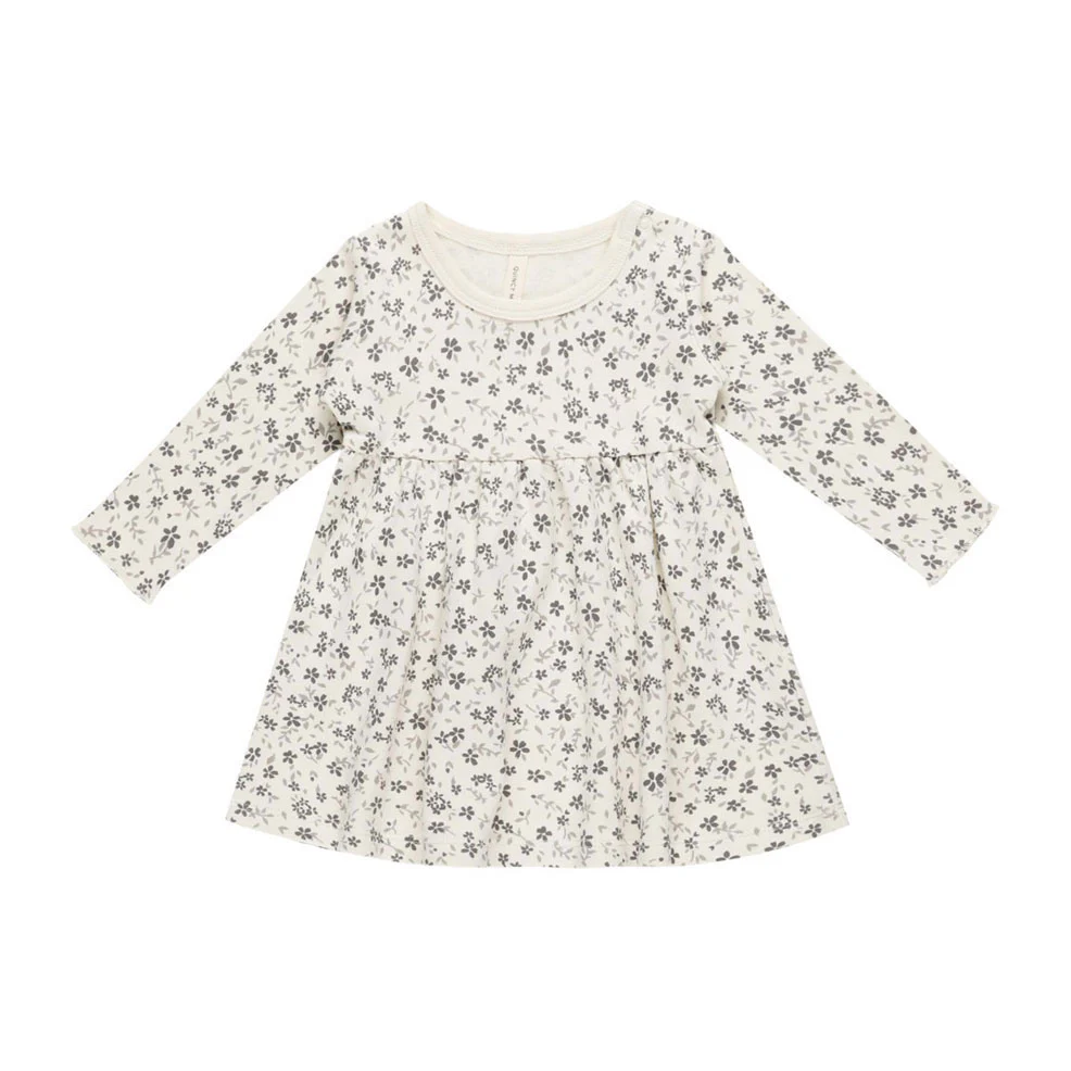 Quincy Mae Blue Floral Long Sleeve Baby Dress