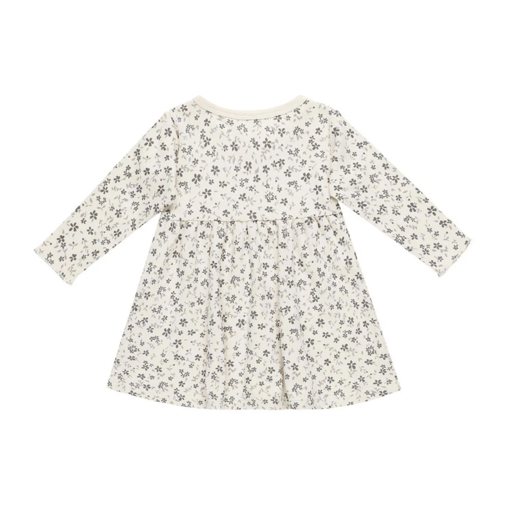 Quincy Mae Blue Floral Long Sleeve Baby Dress - Image 2