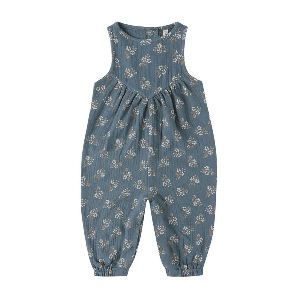 Quincy Mae Blue Floral Maisie Overall