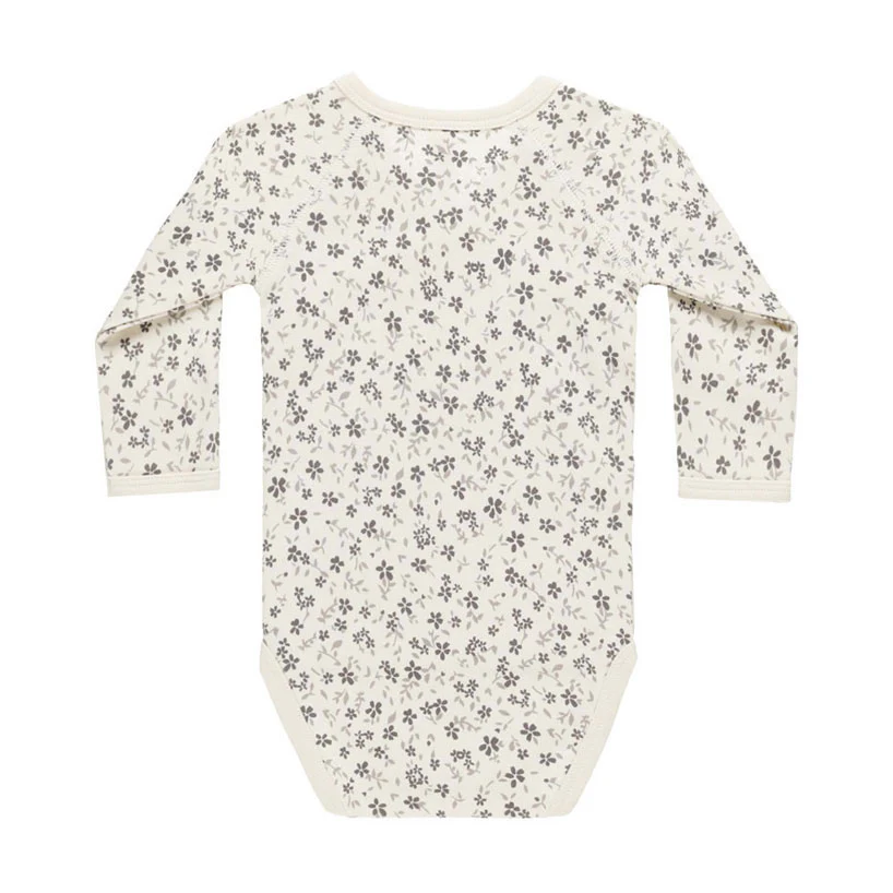 Quincy Mae Blue Floral Side Snap Bodysuit - Image 2